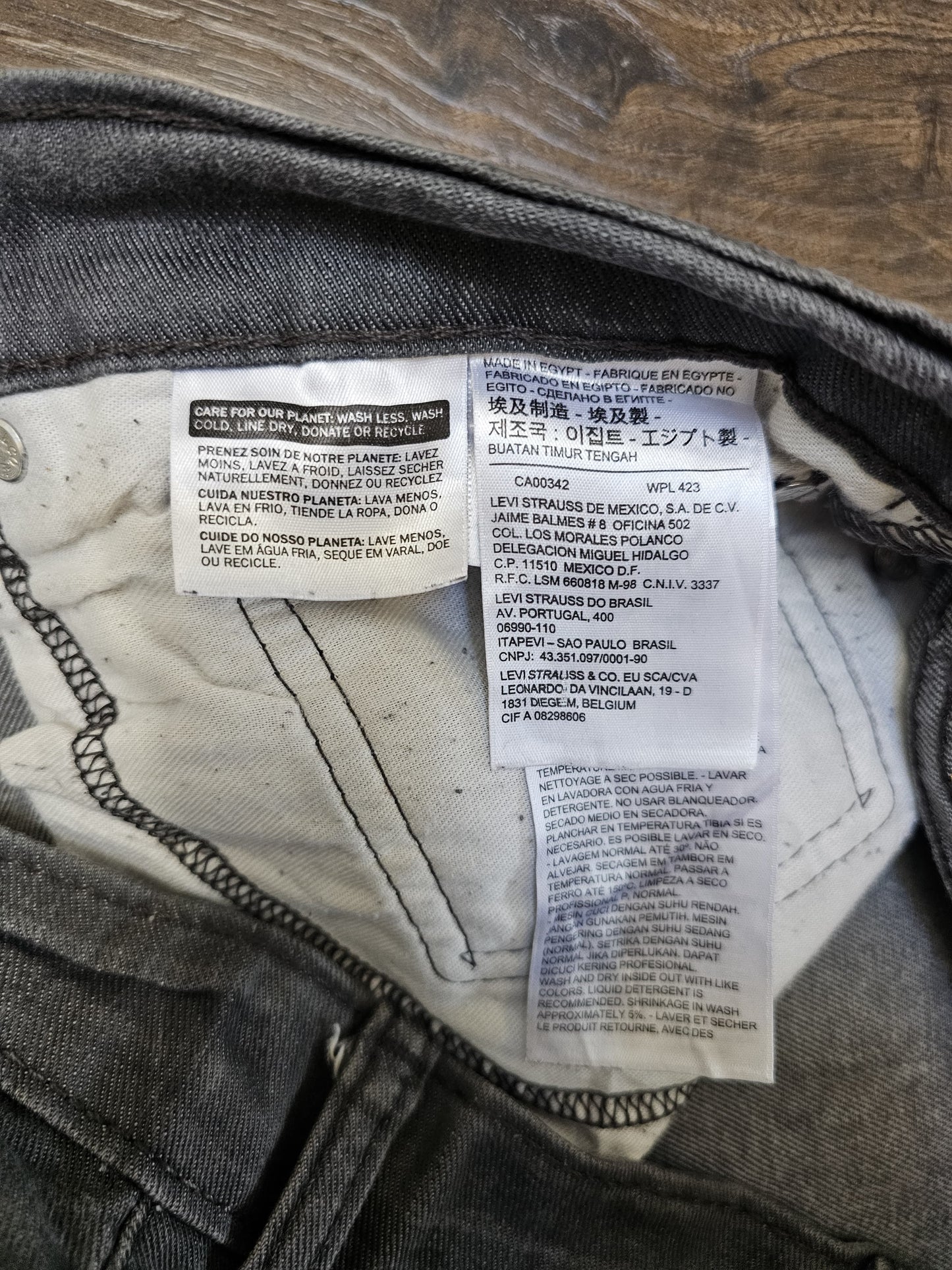 Levi's Mens Grey Jeans 514 Straight Fit W38/30L Denim