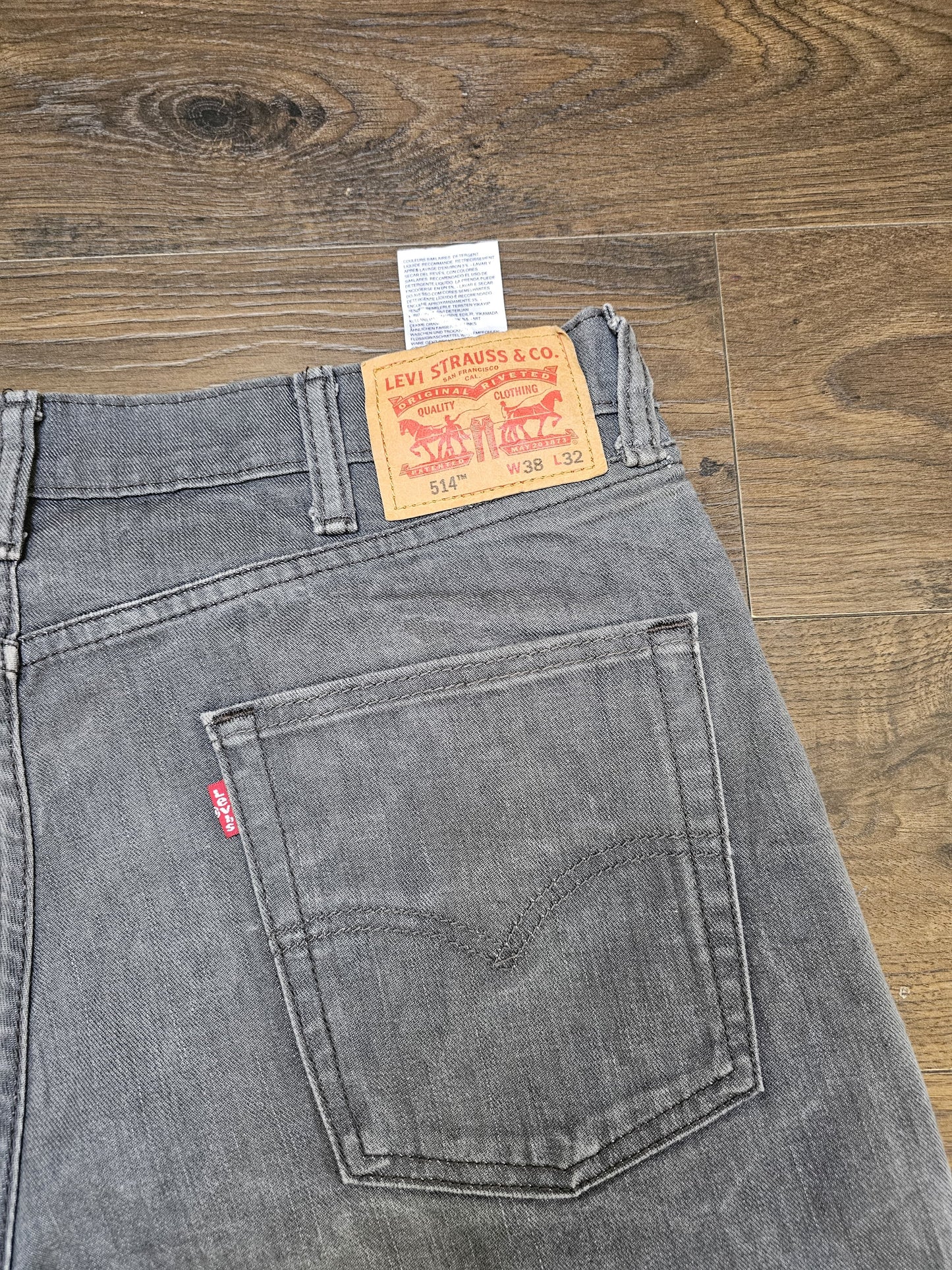 Levi's Mens Grey Jeans 514 Straight Fit W38/30L Denim