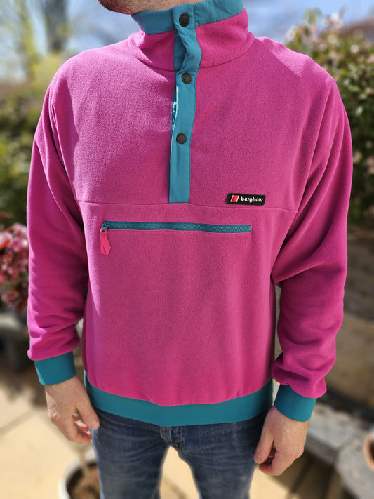 Berghaus Unisex Hot Pink Pullover 1/2 Zip Fleece Jumper - L/Large
