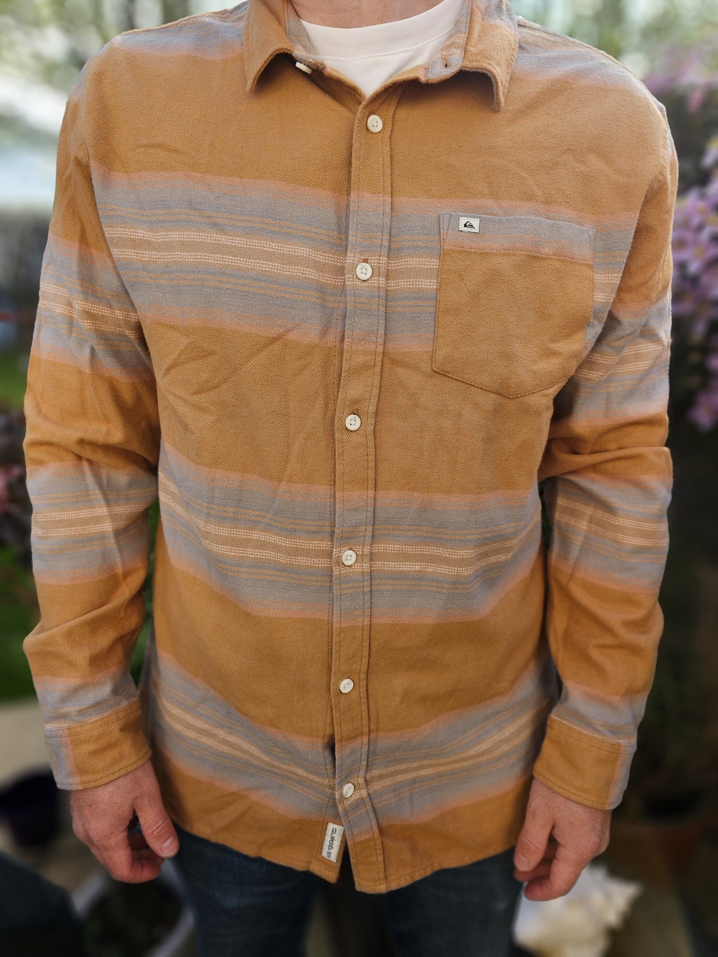 Mens Quiksilver Long Sleeve Button Up Flannel Shirt - L/G/Large