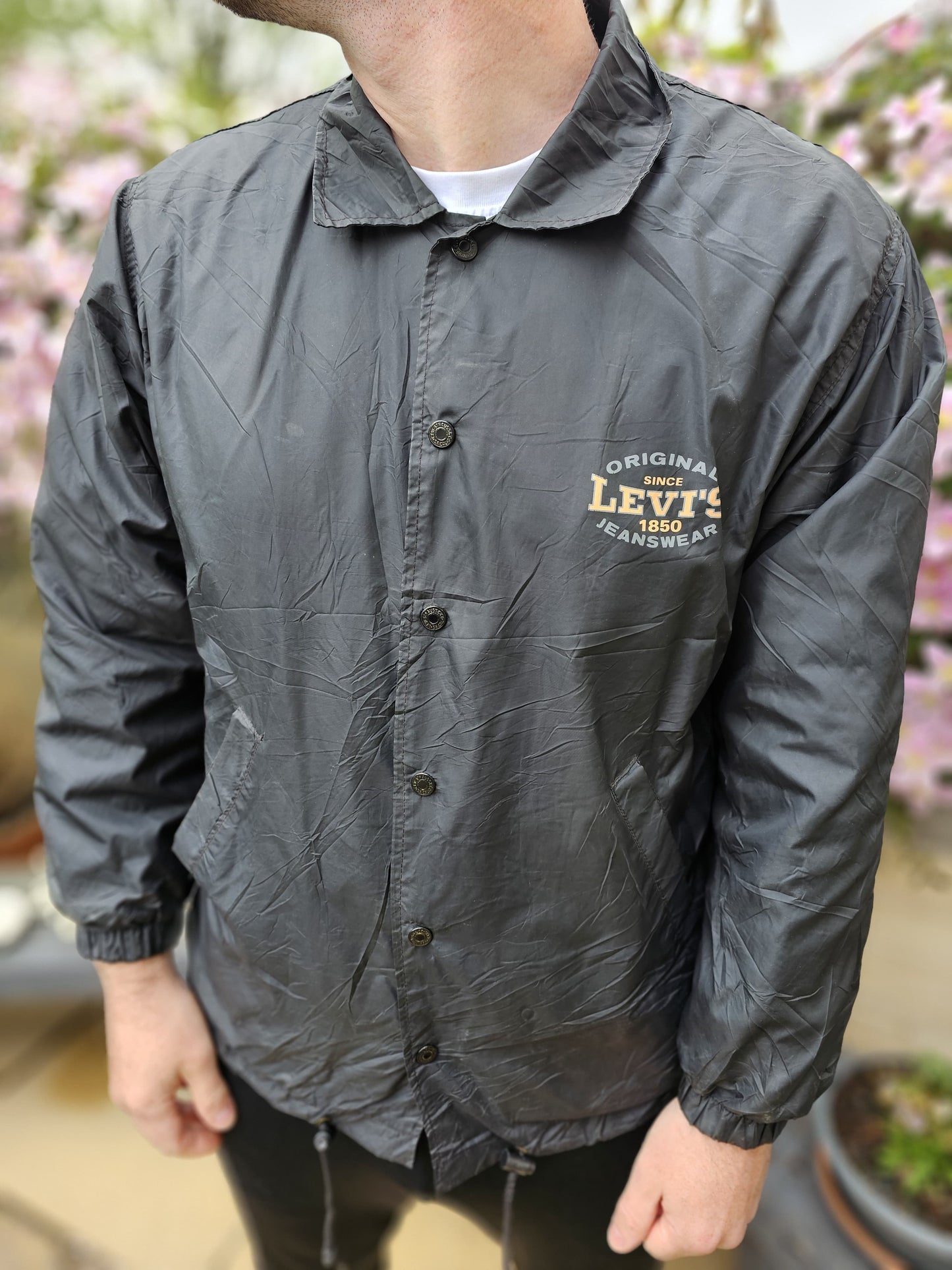 Vintage Levi's Black Button Up Coach Jacket - S/Small M/Medium