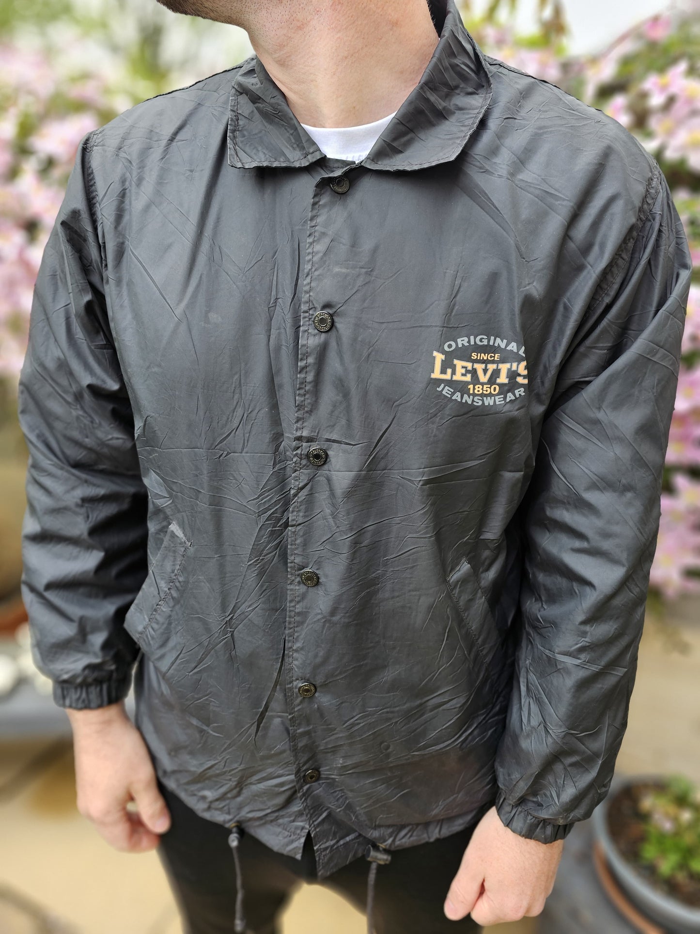 Vintage Levi's Black Button Up Coach Jacket - S/Small M/Medium