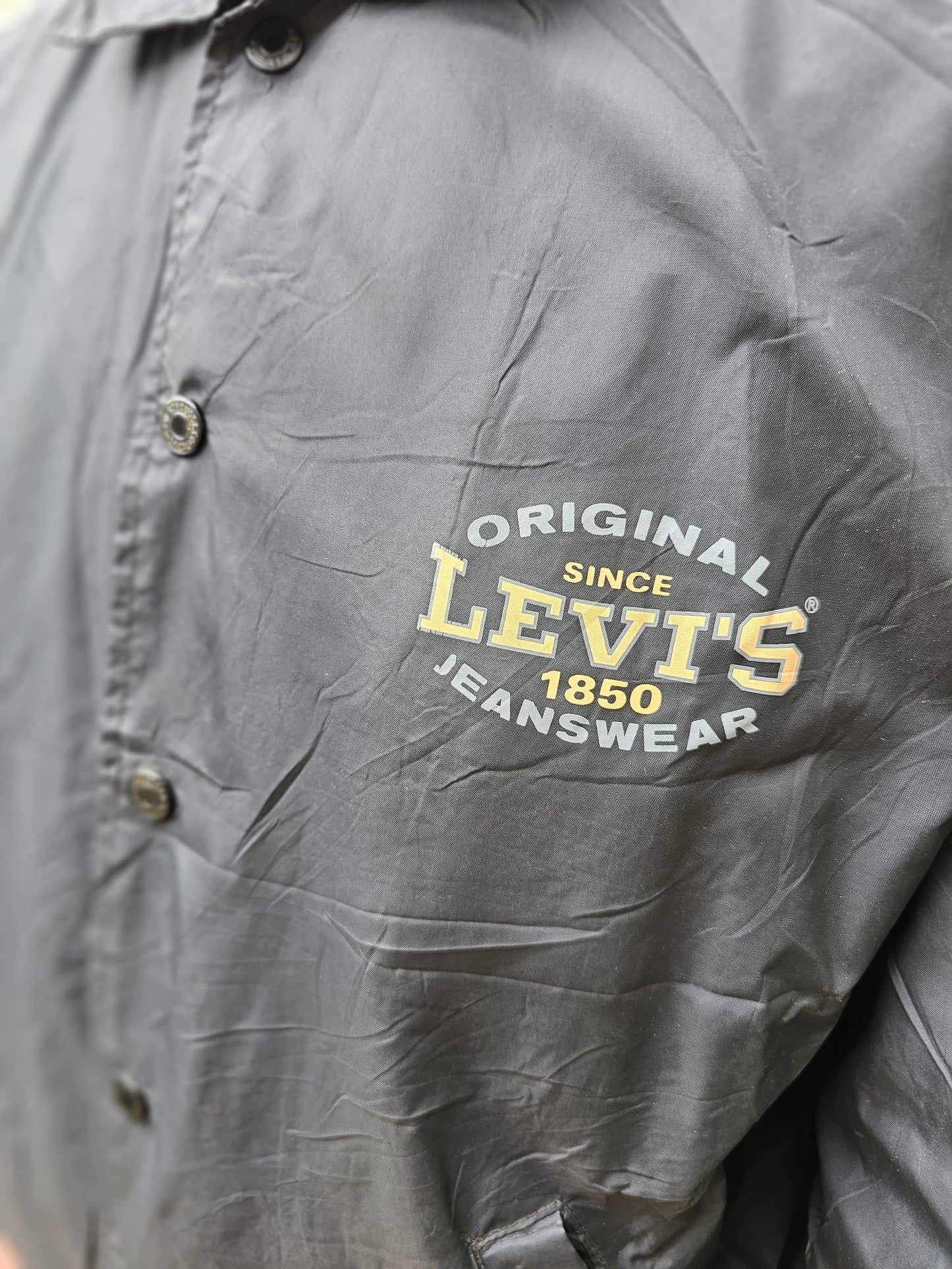 Vintage Levi's Black Button Up Coach Jacket - S/Small M/Medium