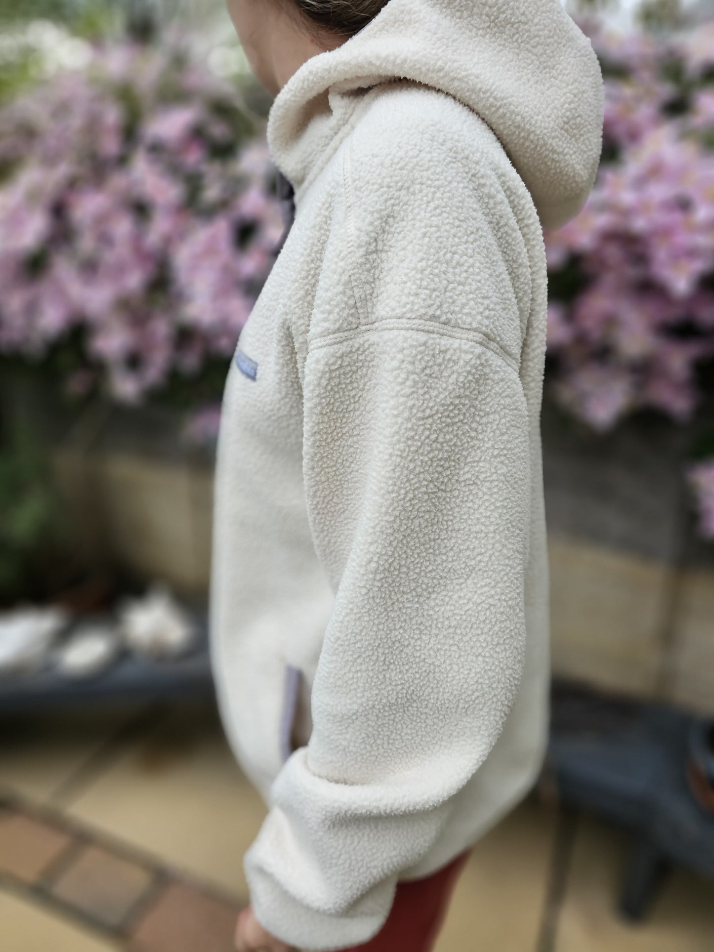 Columbia Hooded Sherpa Fleece Pullover Button Up Fleece Jumper - L/Large