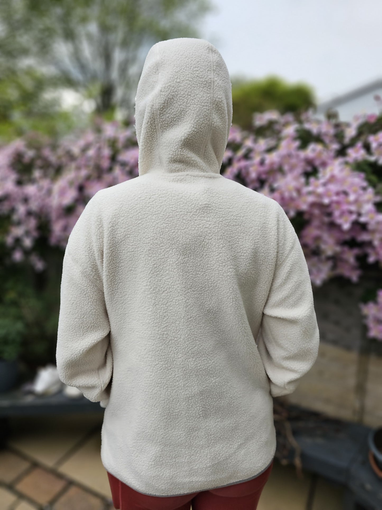 Columbia Hooded Sherpa Fleece Pullover Button Up Fleece Jumper - L/Large
