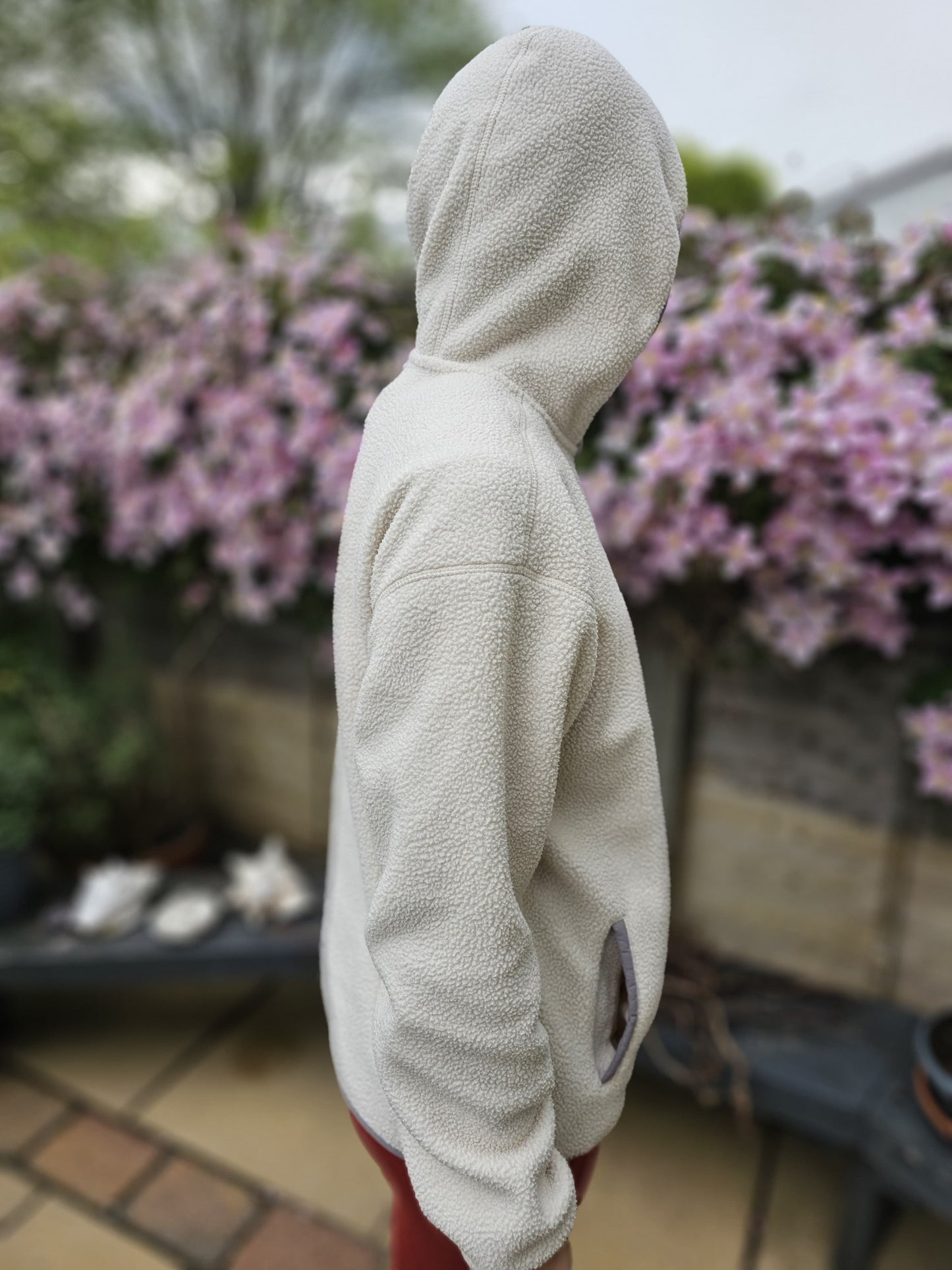 Columbia Hooded Sherpa Fleece Pullover Button Up Fleece Jumper - L/Large