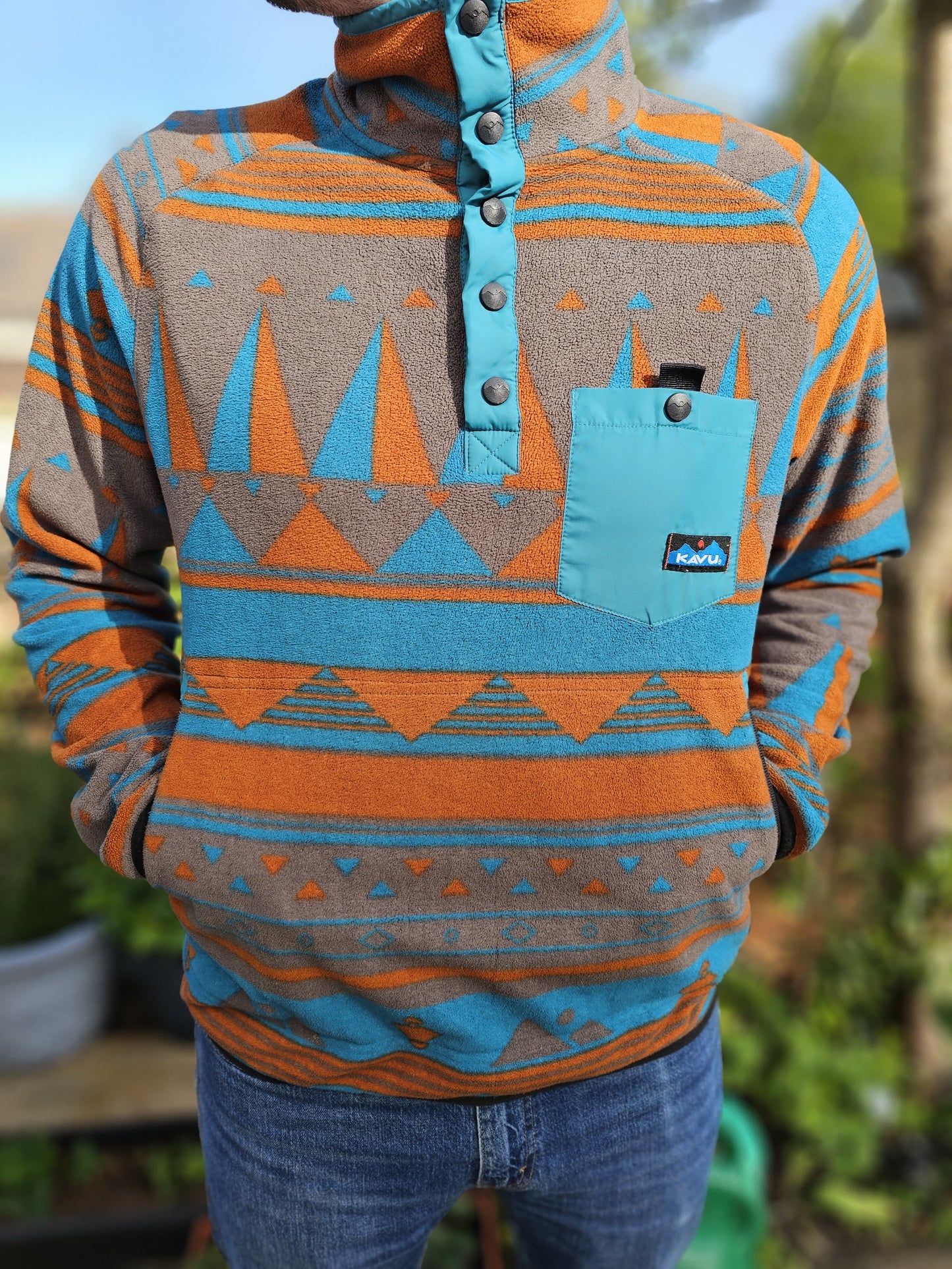 KAVU Teannaway Pullover Button Up Fleece Jumper - M/Medium