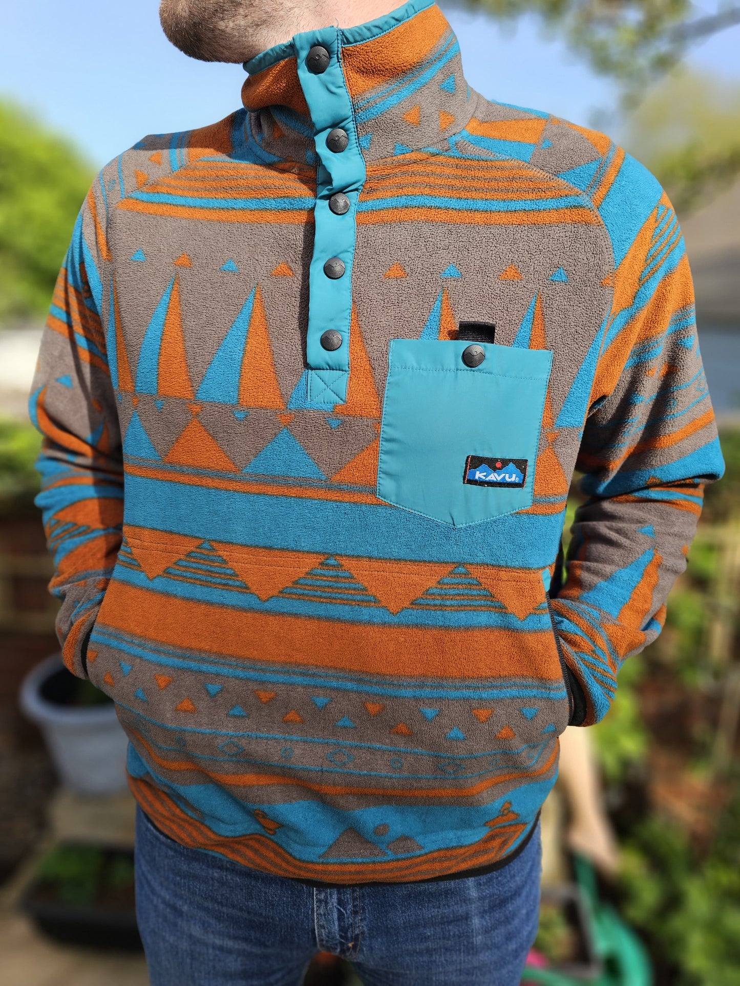 KAVU Teannaway Pullover Button Up Fleece Jumper - M/Medium