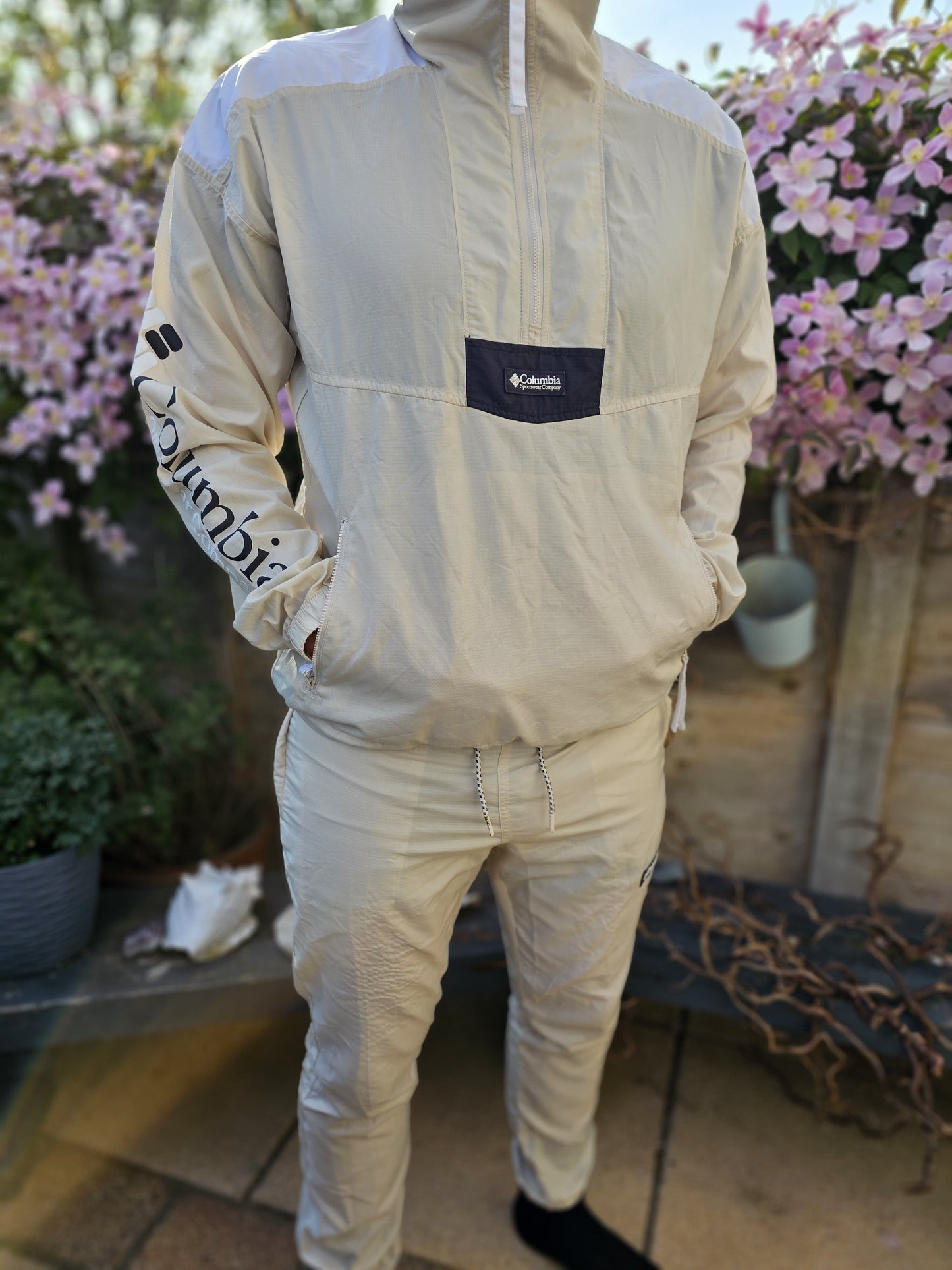 Mens Columbia Full Tracksuit Top & Bottoms Wind Breaker - M/Medium/30