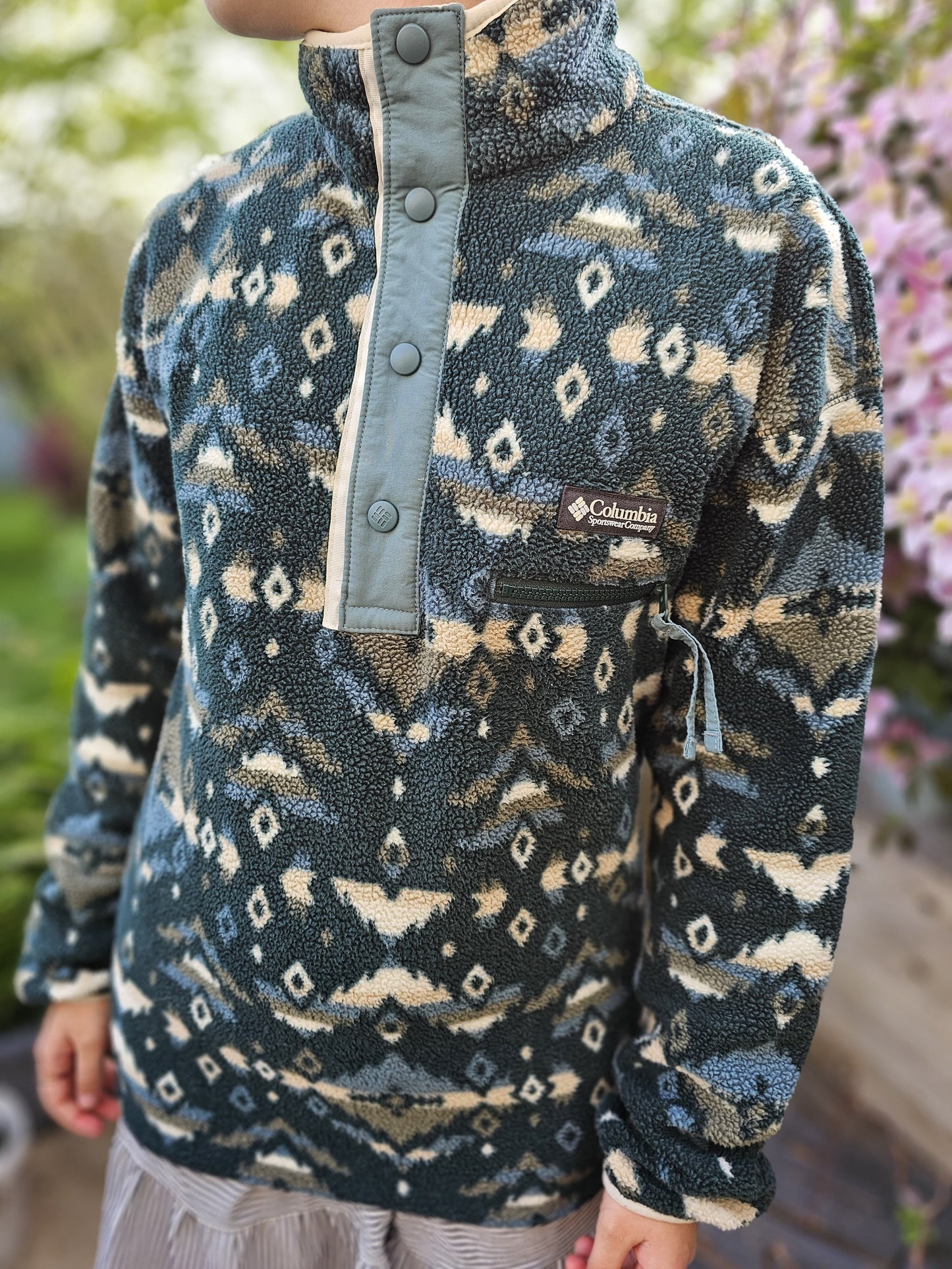 Columbia Unisex Aztec/Geo Pullover Button Up Fleece Jumper - XS/M