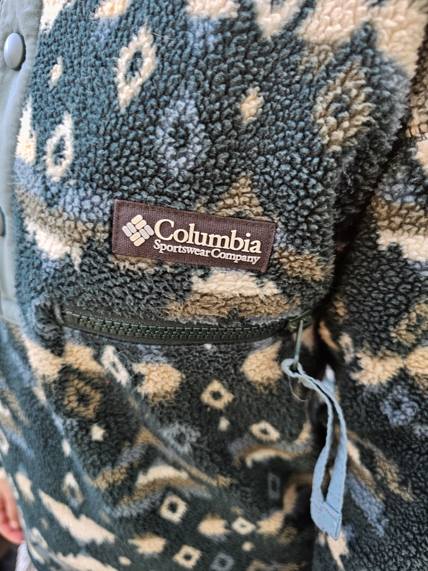Columbia Unisex Aztec/Geo Pullover Button Up Fleece Jumper - XS/M