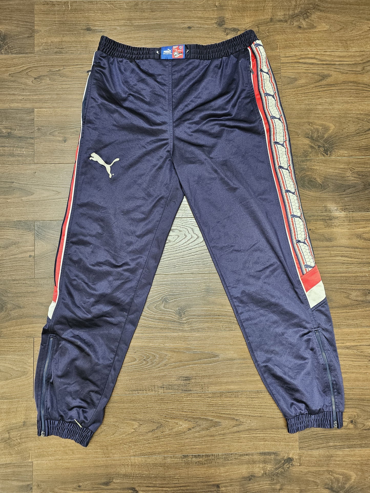 Vintage Atletico Madrid Football Puma Tracksuit Bottoms/Joggers/Trackies - L/Large 90s