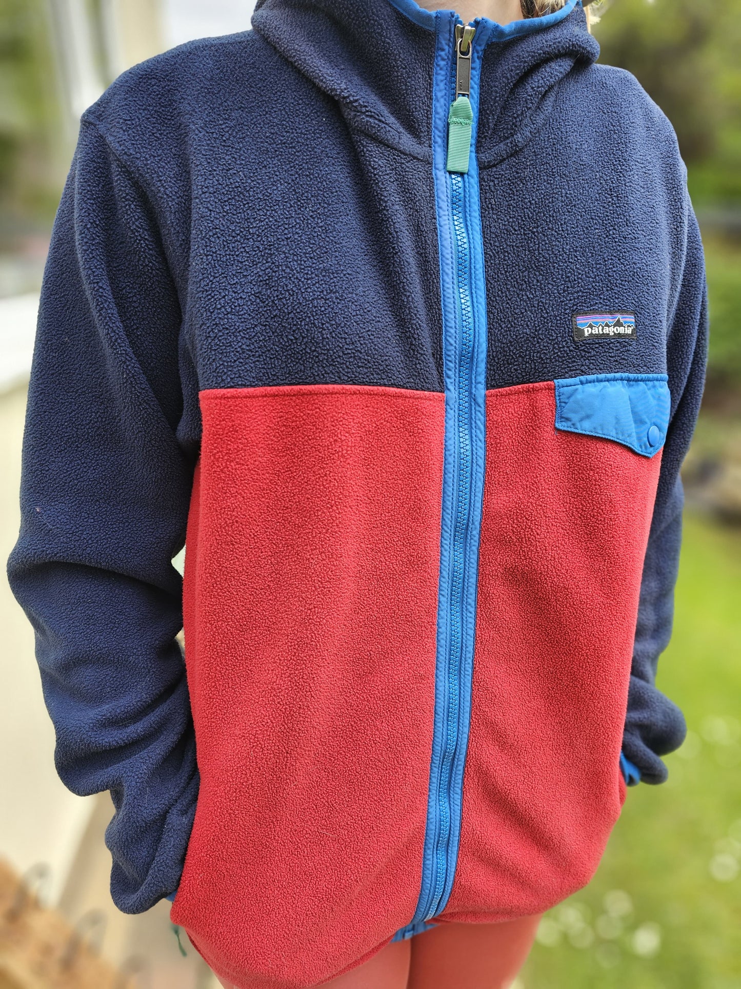 Patagonia Synchilla Full Zip Fleece Hoodie Jacket Blue/Red - M/Medium