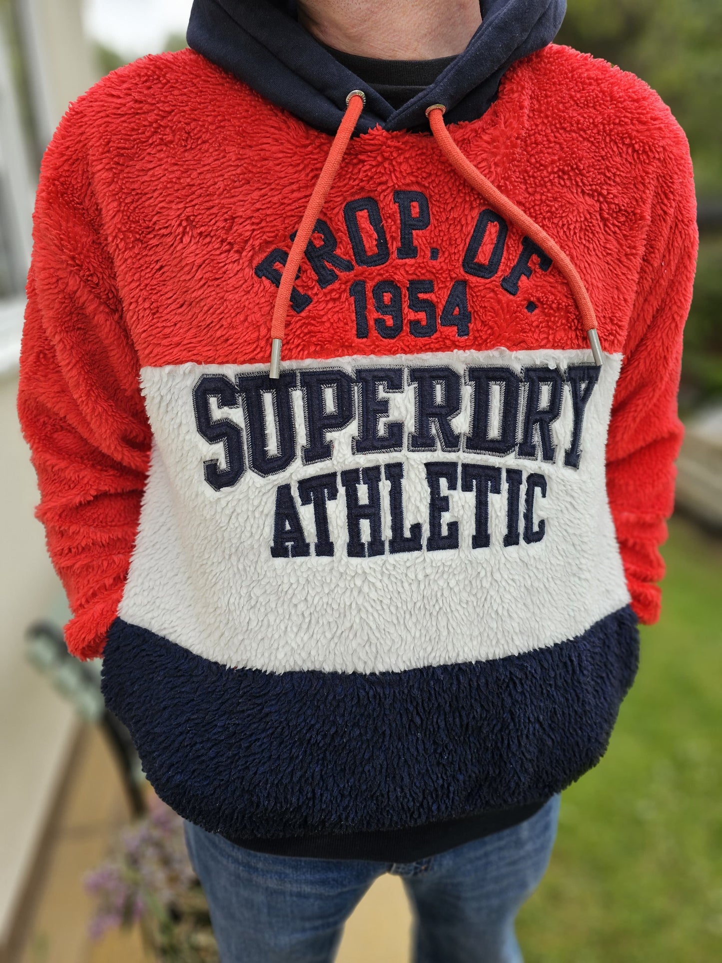 Superdry Vintage Style Unisex Sherpa Fleece Pullover Hoodie Jumper - M/L Medium/Large
