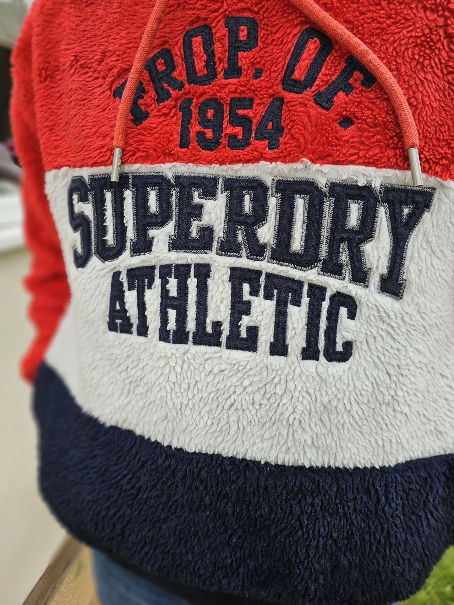 Superdry Vintage Style Unisex Sherpa Fleece Pullover Hoodie Jumper - M/L Medium/Large