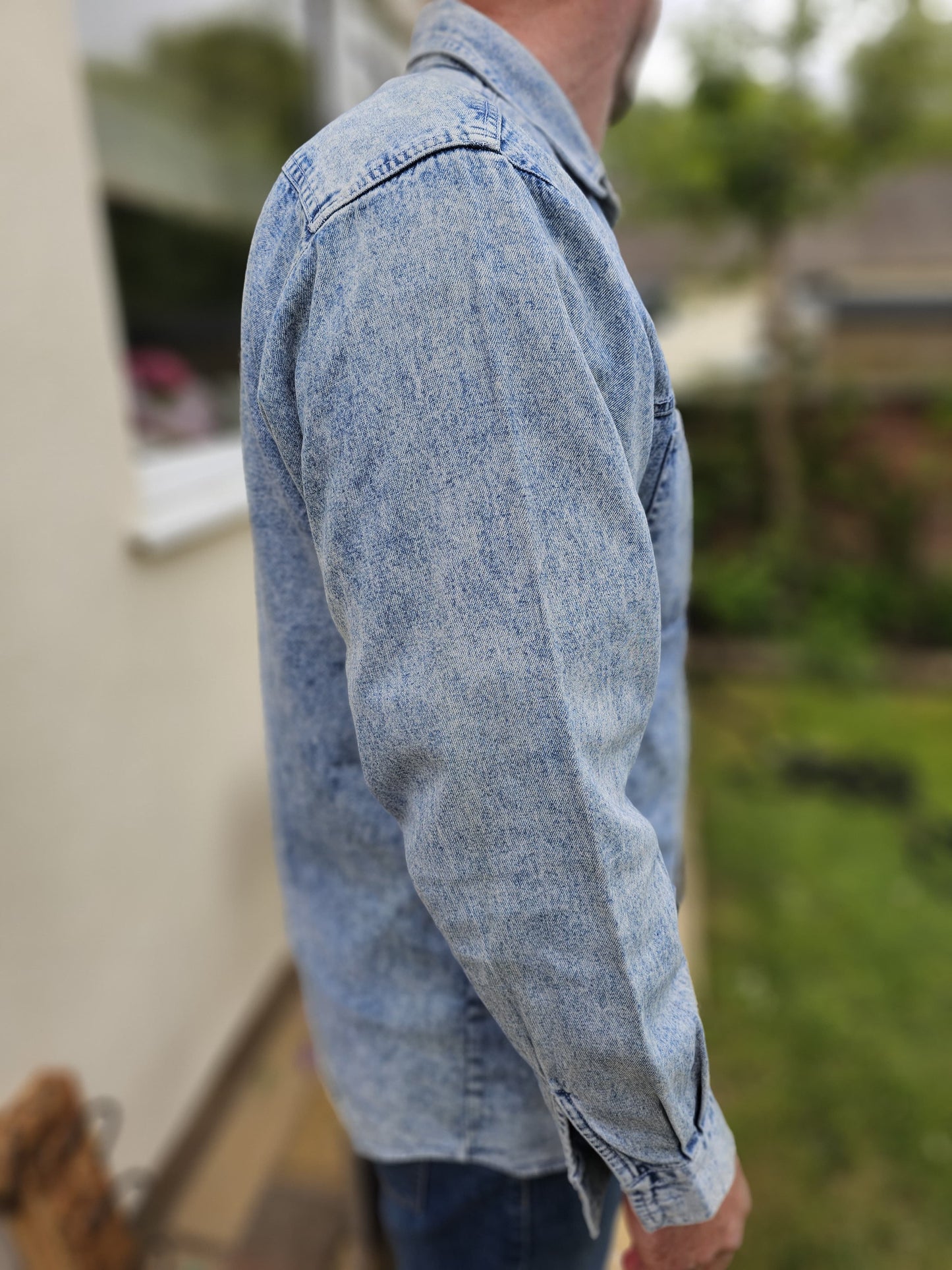 Vintage Yellow Cab Denim Cotton Over Shirt Long Sleeve Button Up Shirt - L/Large