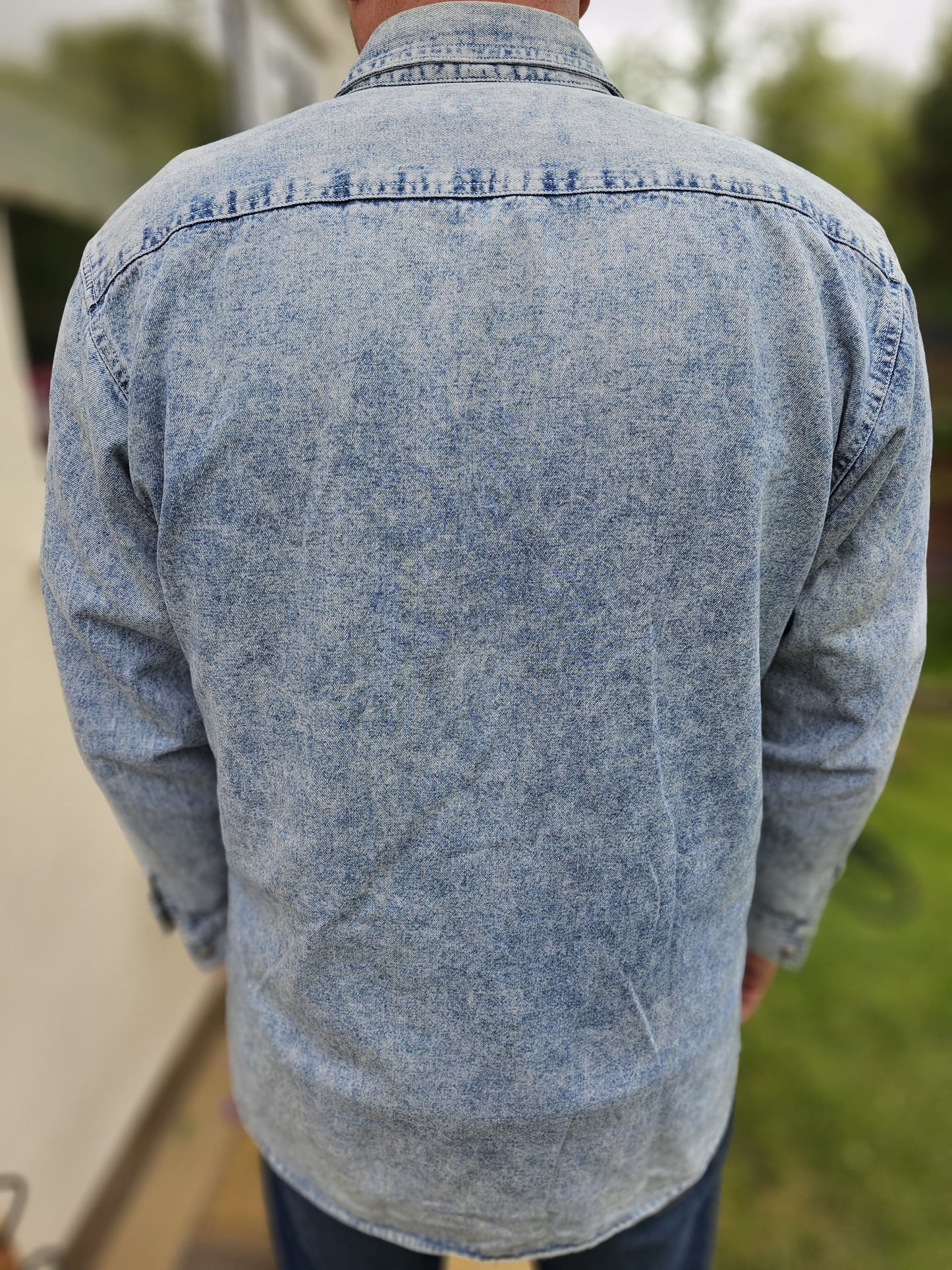 Vintage Yellow Cab Denim Cotton Over Shirt Long Sleeve Button Up Shirt - L/Large