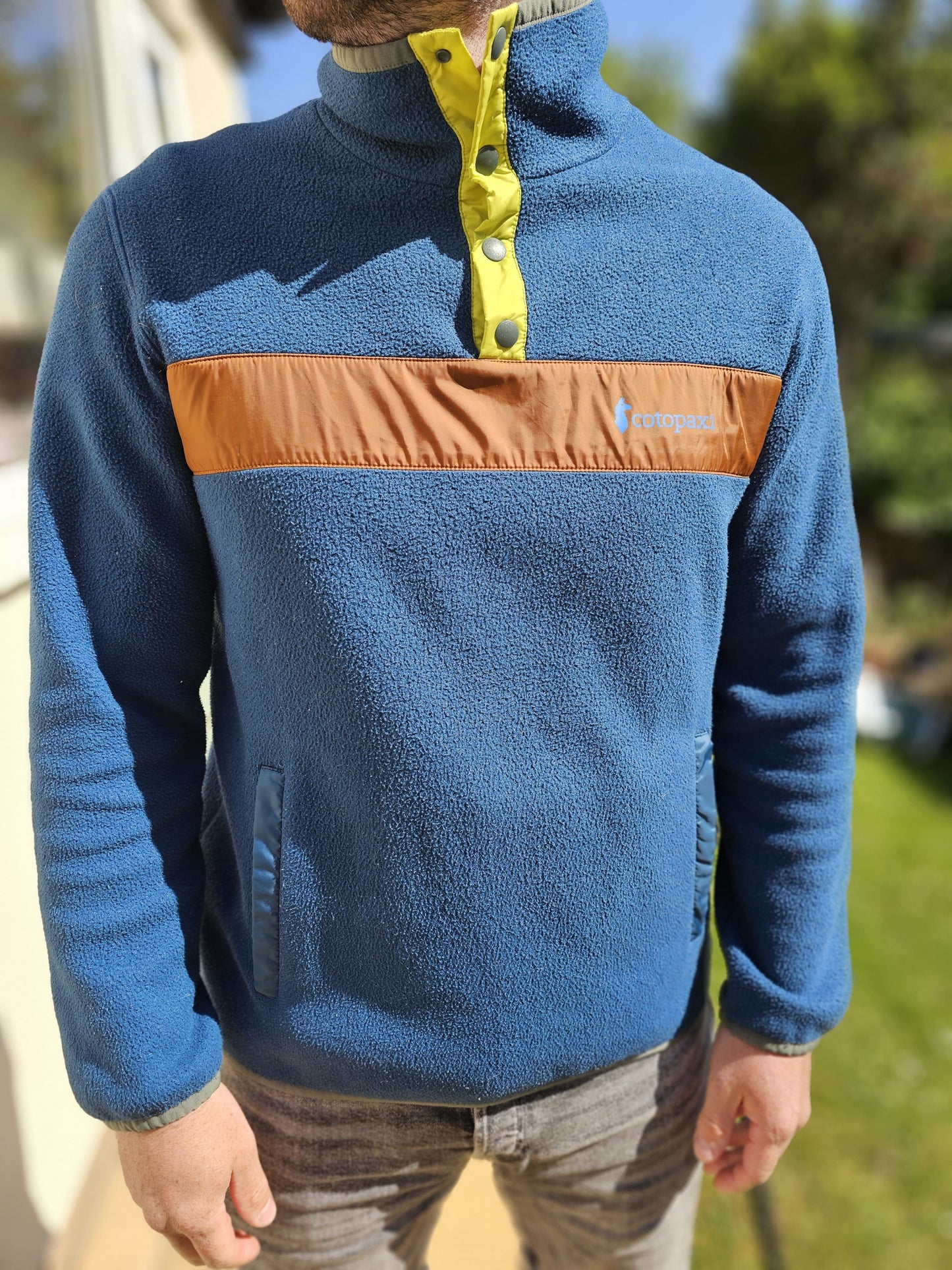 Cotopaxi Blue Button Up Pullover Fleece Quarter Snap Teca Jumper  - L/Large