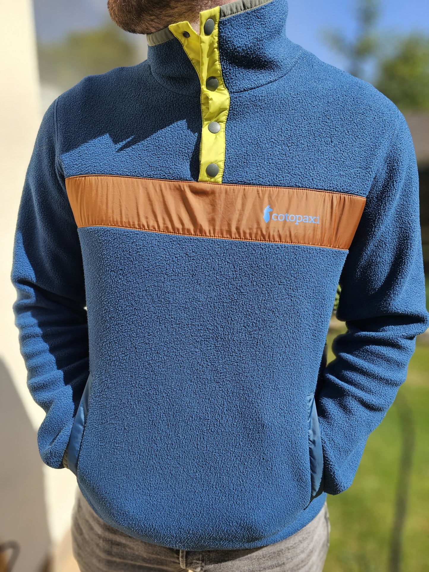 Cotopaxi Blue Button Up Pullover Fleece Quarter Snap Teca Jumper  - L/Large