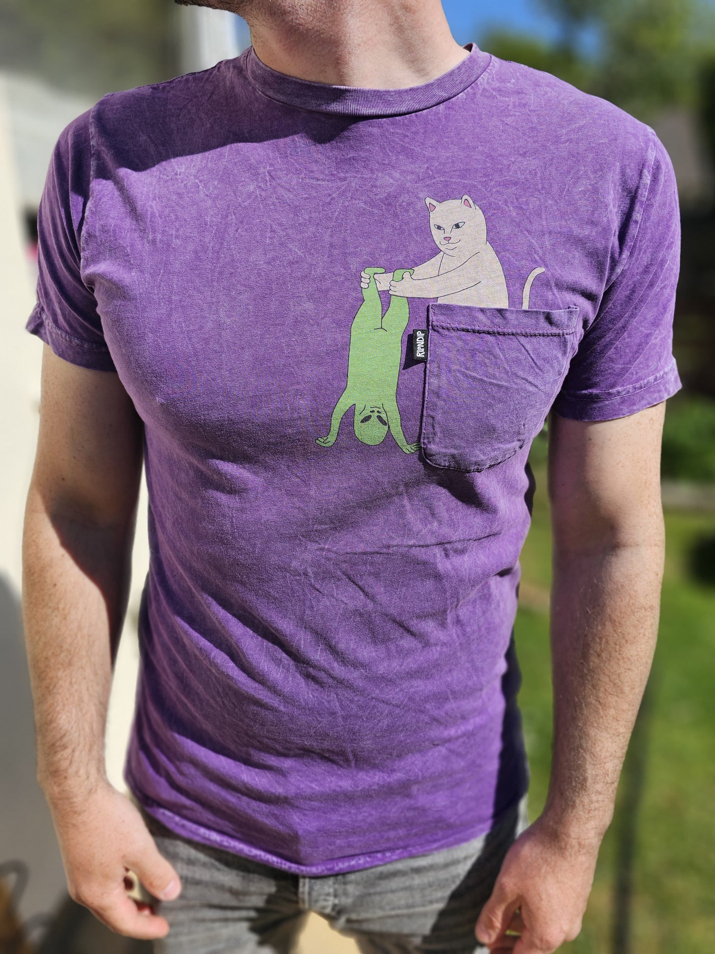Ripndip Purple Unisex Short Sleeve Print Pocket T-Shirt - M/Medium