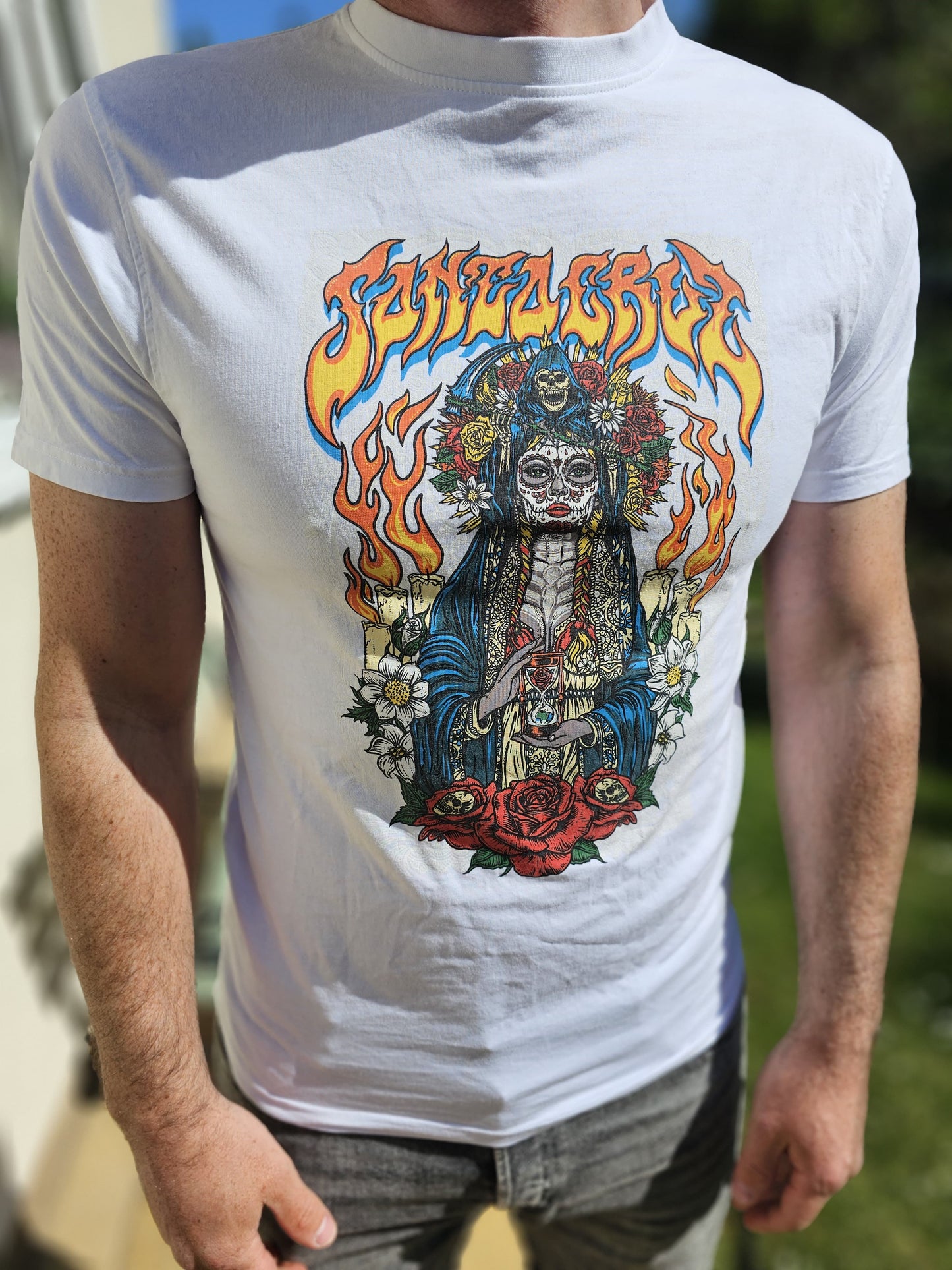 Santa Cruz White Muerte Printed Short Sleeve T-Shirt - M/Medium