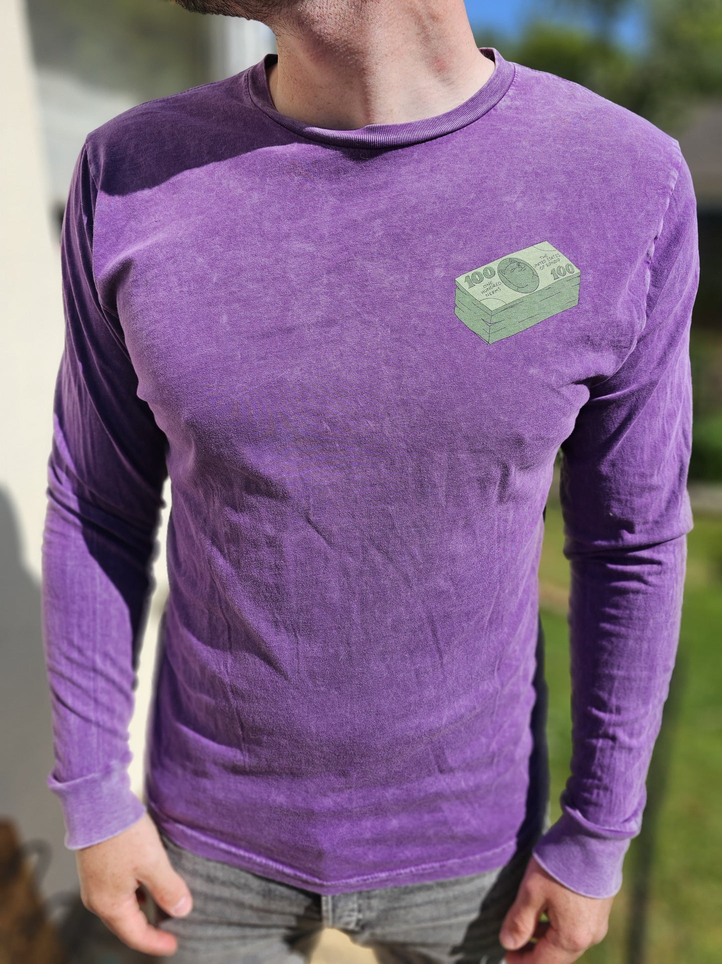 Ripndip Purple Money Talks Unisex Long Sleeve Print T-Shirt - M/Medium