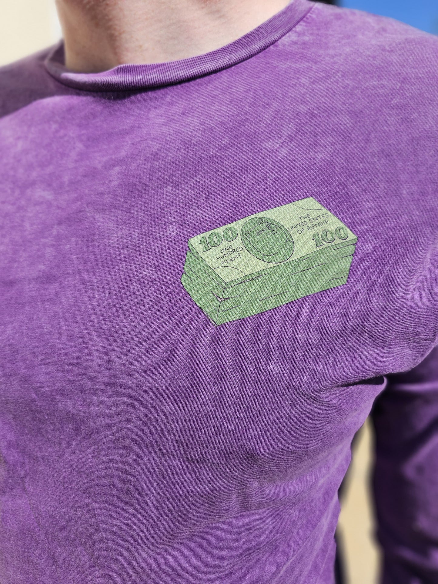 Ripndip Purple Money Talks Unisex Long Sleeve Print T-Shirt - M/Medium