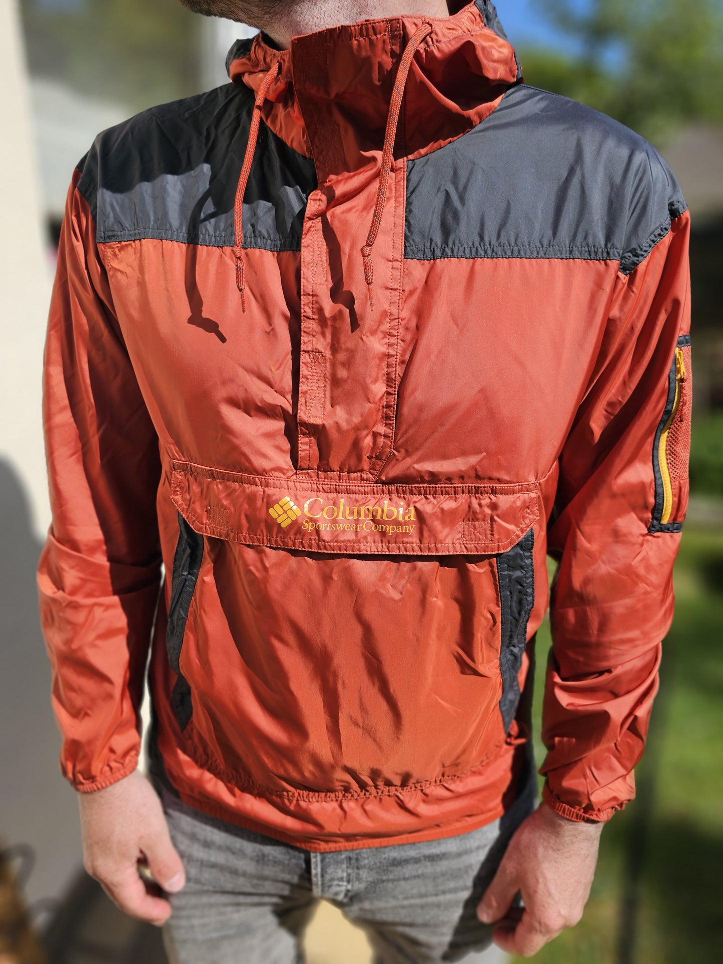 Columbia Challenger Pullover 1/2 Zip Hooded Windbreaker -M/Medium
