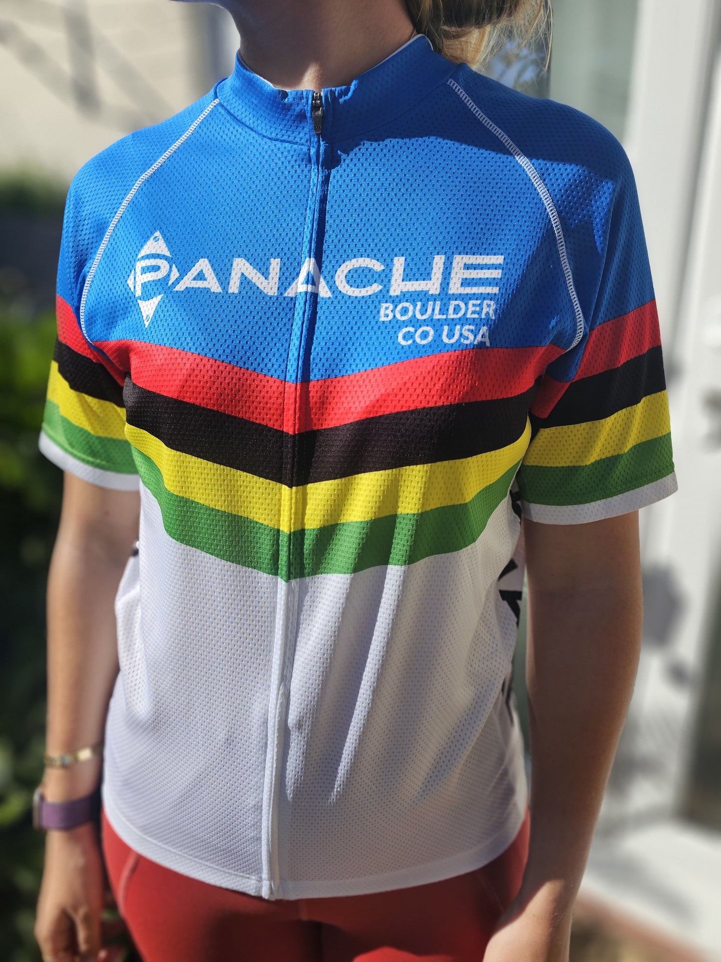 Womens Panache Boulder Co Cycling Short Sleeve Full Zip Top With Rear Pockets  - L/Large