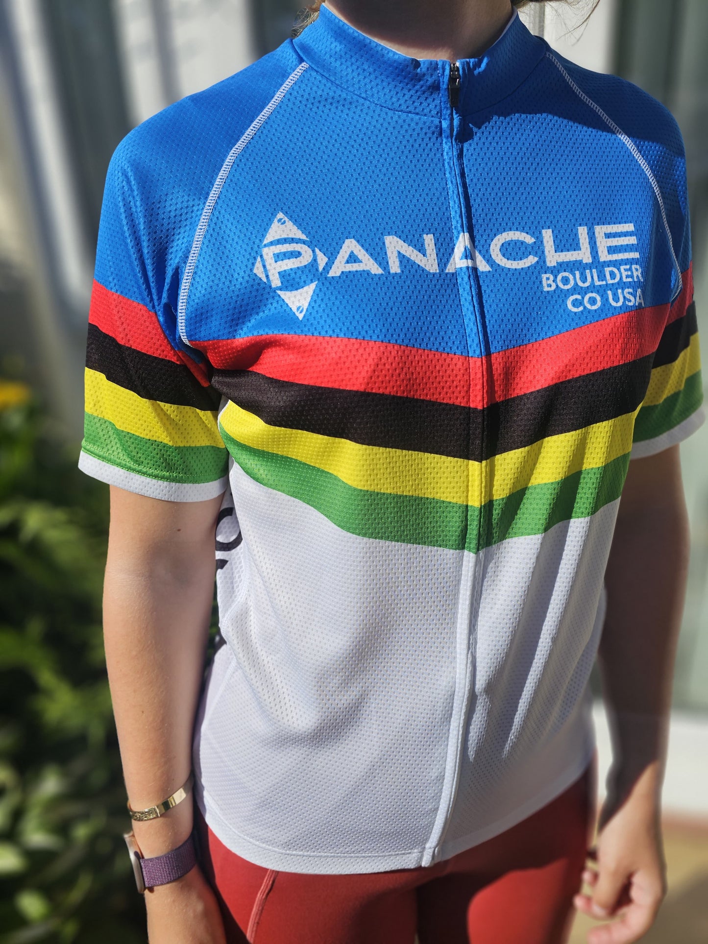 Womens Panache Boulder Co Cycling Short Sleeve Full Zip Top With Rear Pockets  - L/Large