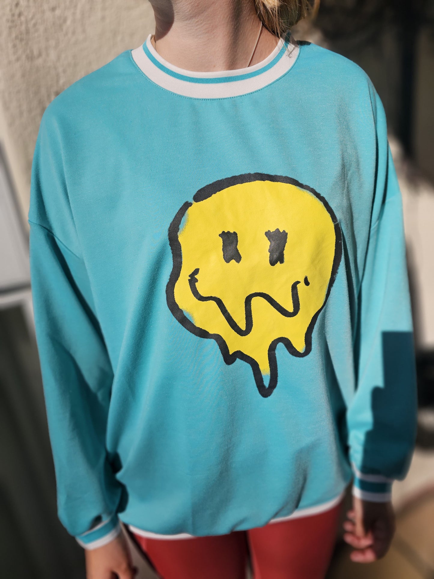 Romwe Melting Smiley Face Long Sleeve Top/Sweatshirt - New With Tags - S/Small
