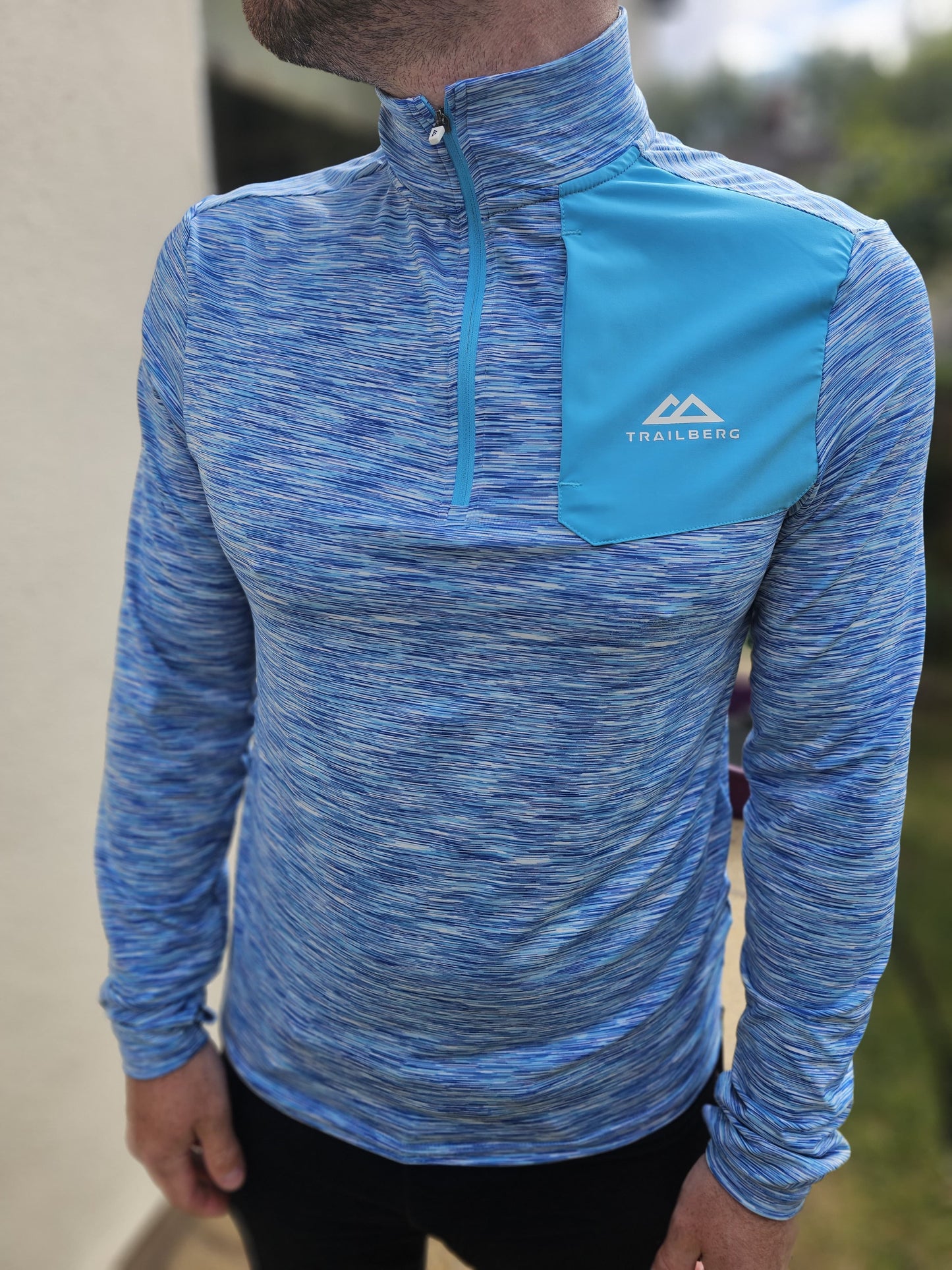 Mens Trailberg Activewear Blue 1/4 Zip Long Sleeve Top - M/Medium