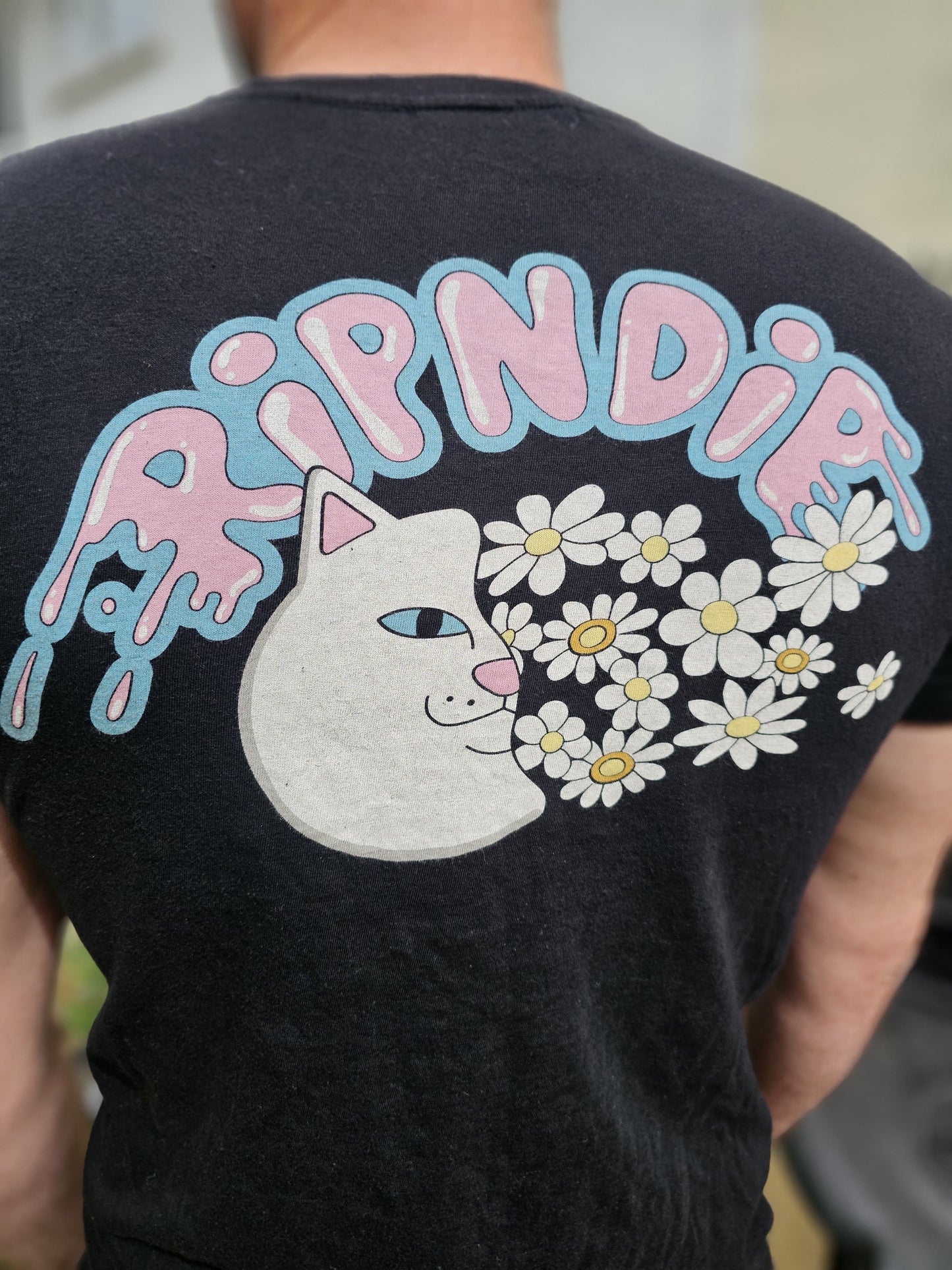 Ripndip Black Short Sleeve Cat/Flowers/Butterfly Print T-Shirt - M/Medium