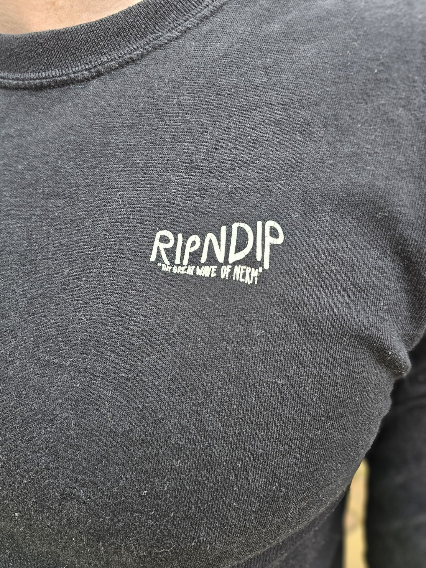 Ripndip Black Long Sleeve Nermal Wave Japanese Print T-Shirt - M/Medium
