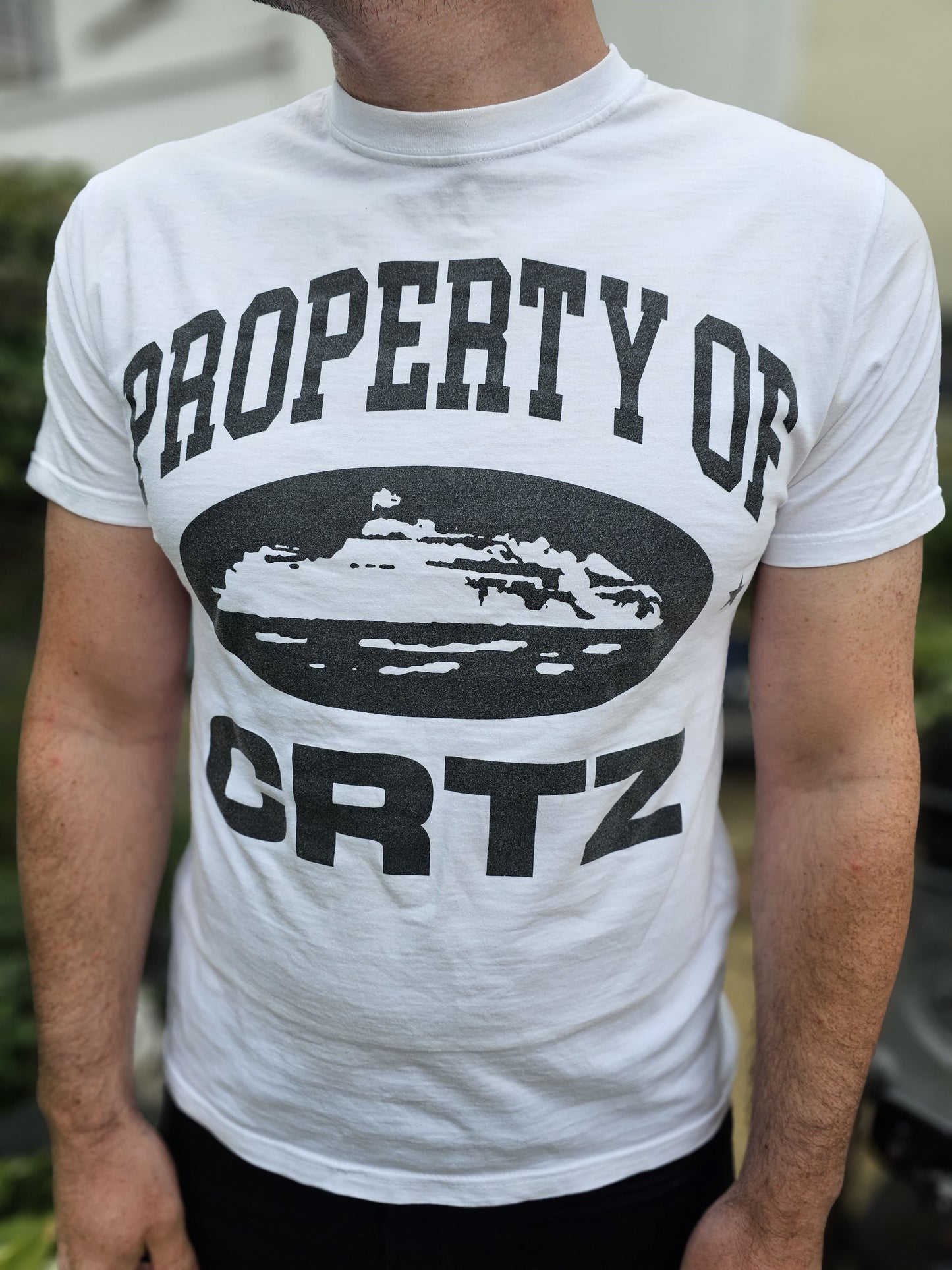 Corteiz 'Property Of CRTZ' White Short Sleeve Large Print T-Shirt  - M/Medium