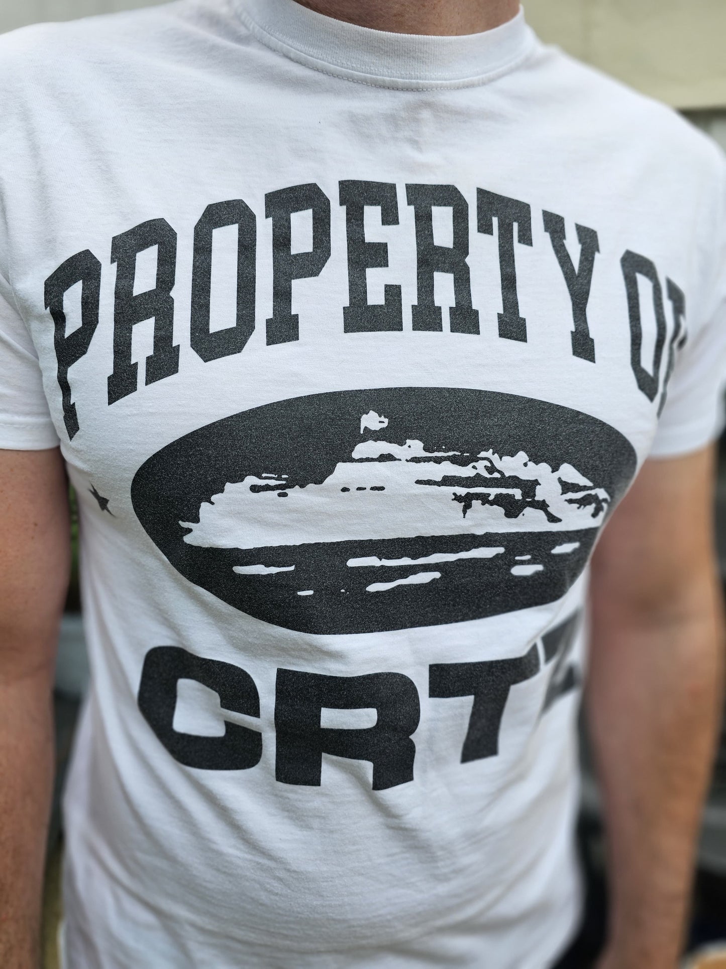 Corteiz 'Property Of CRTZ' White Short Sleeve Large Print T-Shirt  - M/Medium