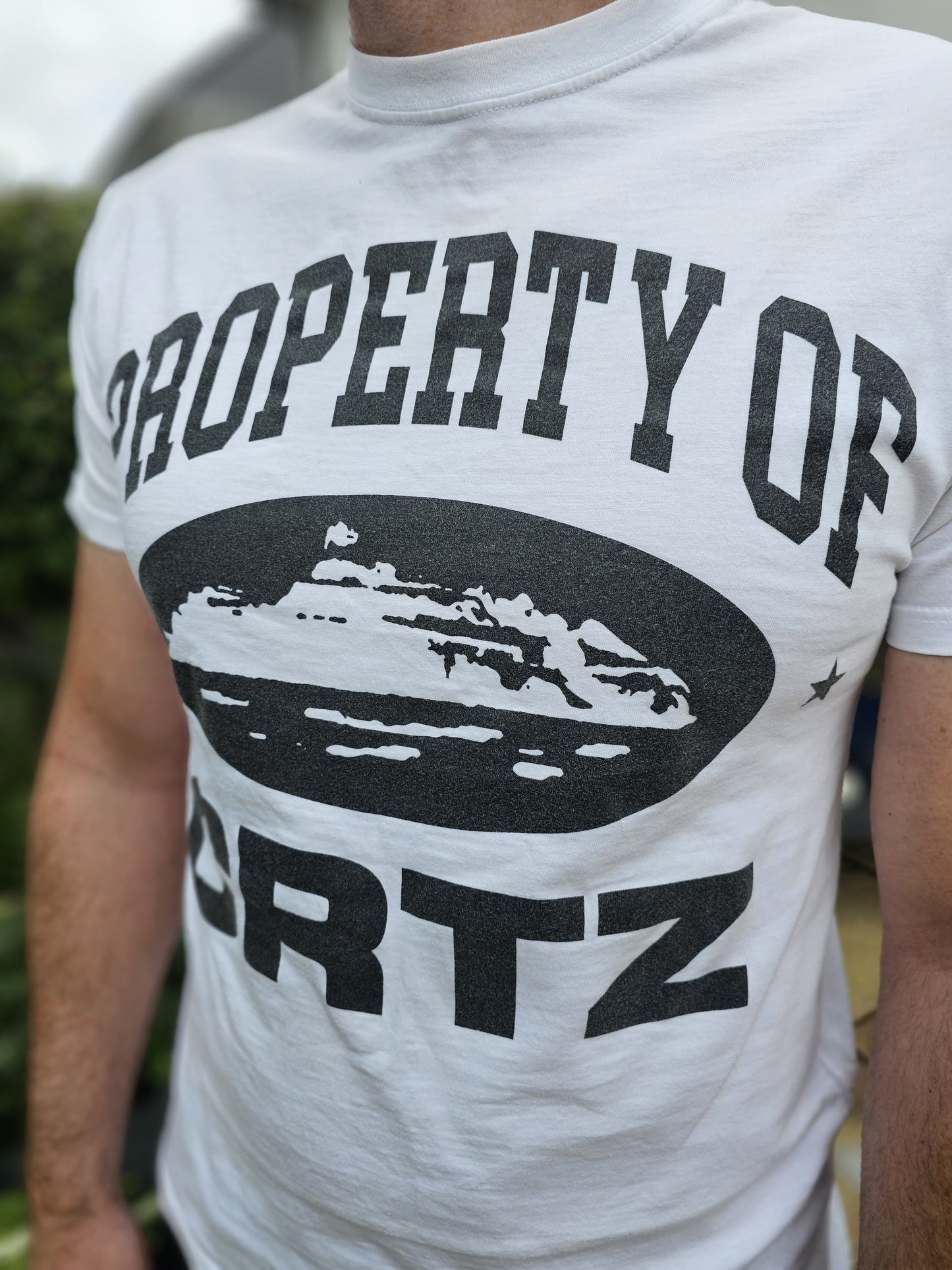 Corteiz 'Property Of CRTZ' White Short Sleeve Large Print T-Shirt  - M/Medium