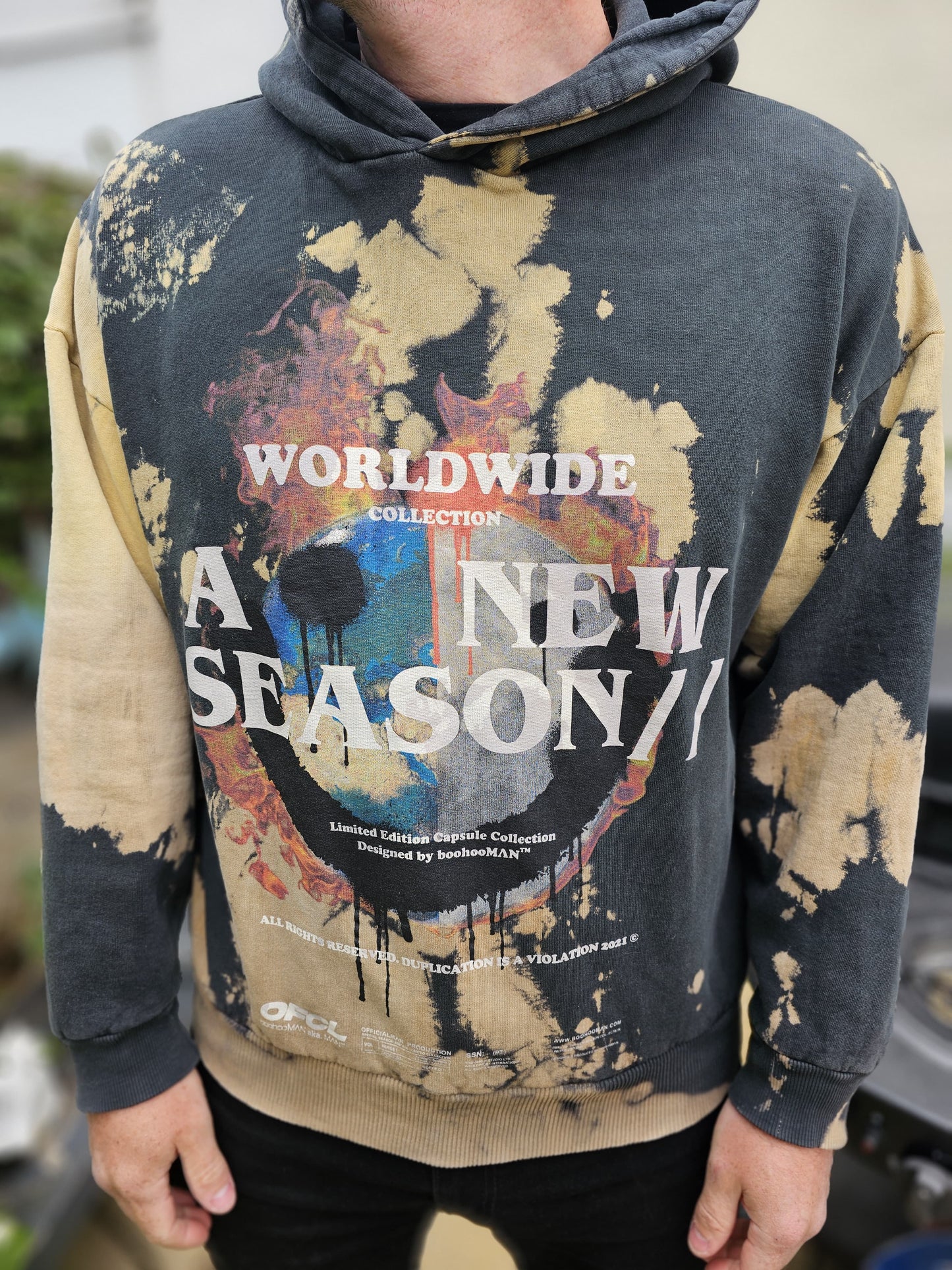 Boohoo Man World Wide Overized Drip Face Tie Dye Pullover Hoodie - S/Small M/Medium L/Large