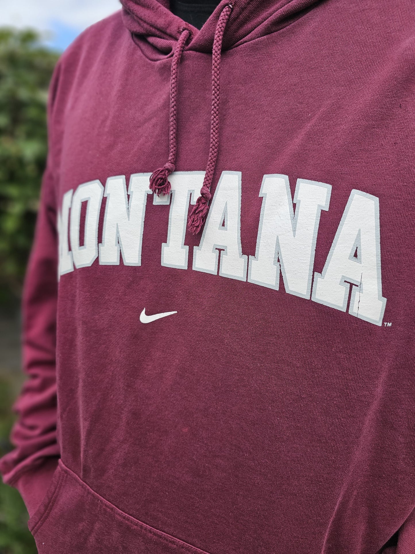 Vintage Nike Team Athletic Y2K 2000's Montana Burgundy Hoodie - XXL/Extra Extra Large - Unisex