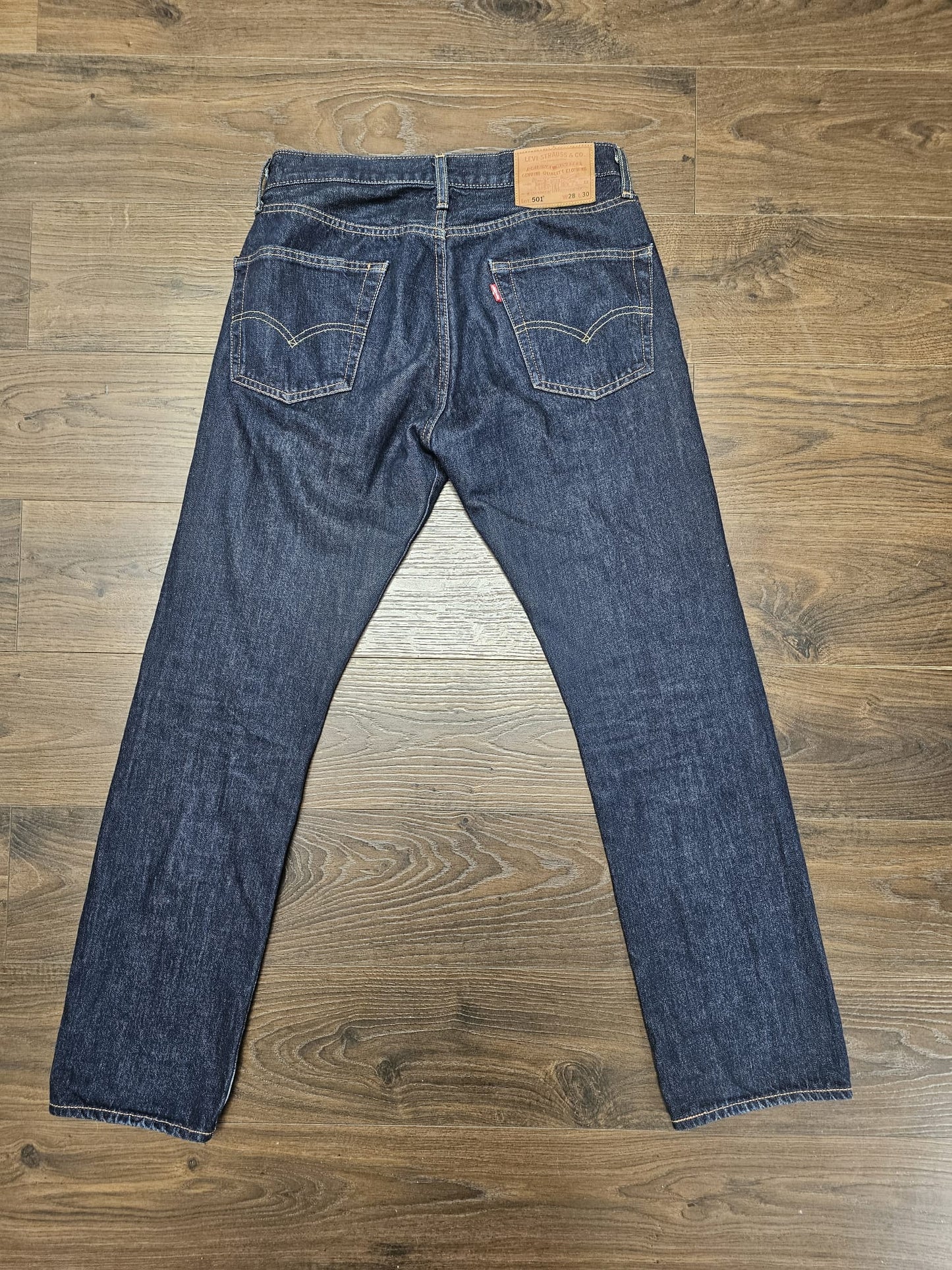 Levi's Mens Blue Jeans 501 Classic Straight Fit - W28/30L Denim Trousers Bottoms