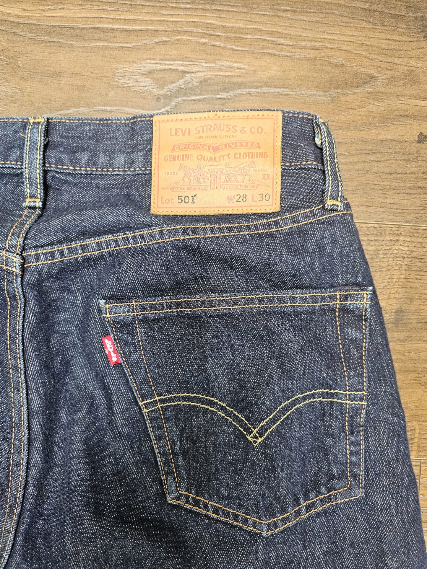 Levi's Mens Blue Jeans 501 Classic Straight Fit - W28/30L Denim Trousers Bottoms