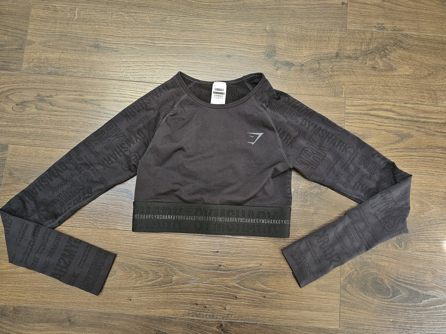 Gym Shark Set Activewear Gym Top and Leggings Black/Grey - S/Small
