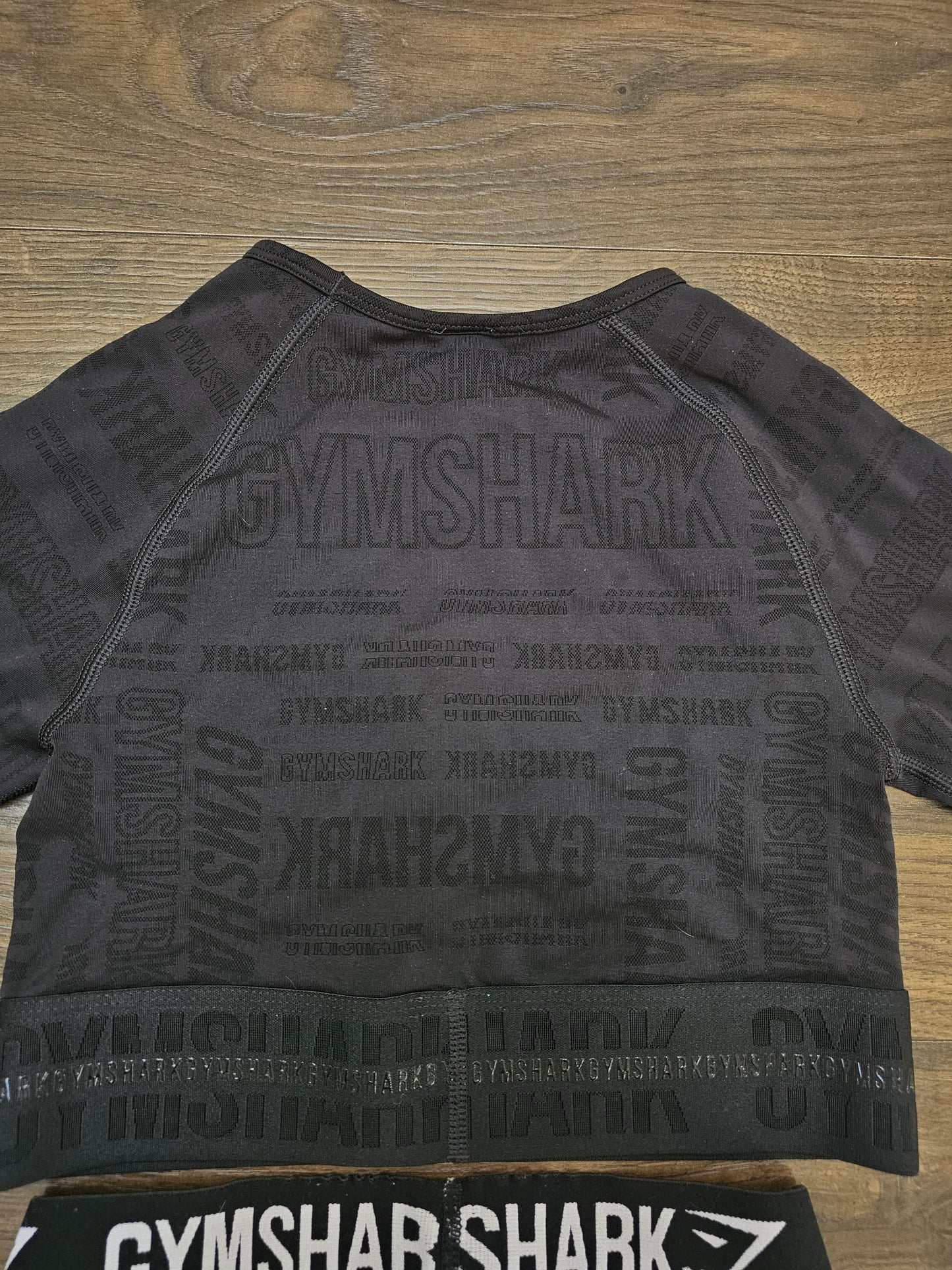 Gym Shark Set Activewear Gym Top and Leggings Black/Grey - S/Small
