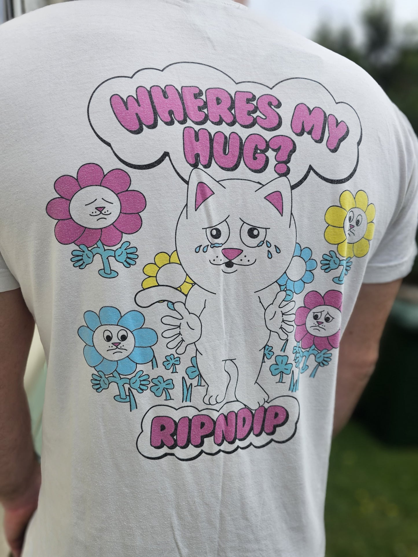 Ripndip Unisex Short Sleeve Nermal 'Where's my hug' Print T-Shirt - L/Large