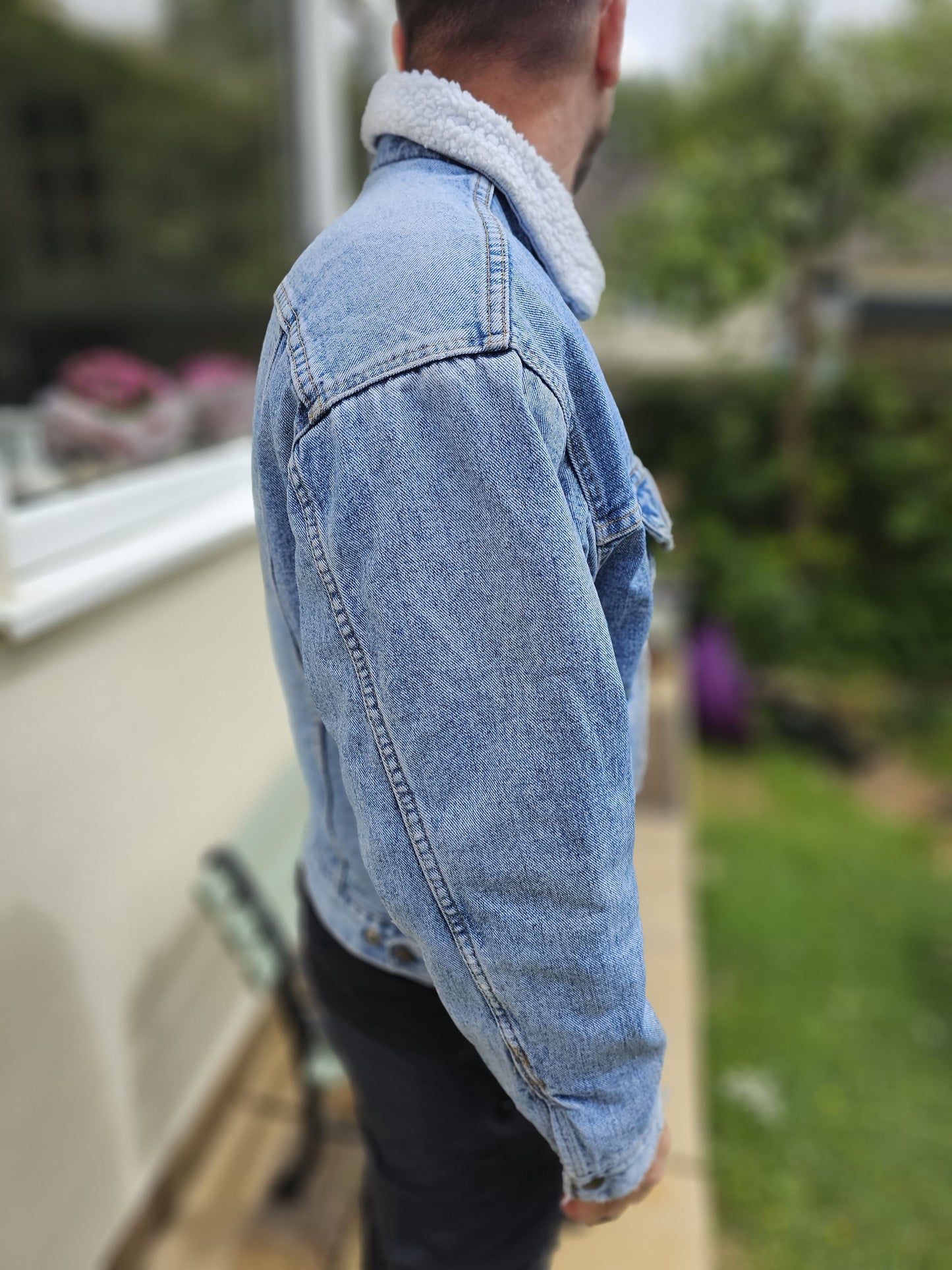 Vintage 1990's Levi's Light Blue Denim Sherpa Unisex Jacket - M/Medium