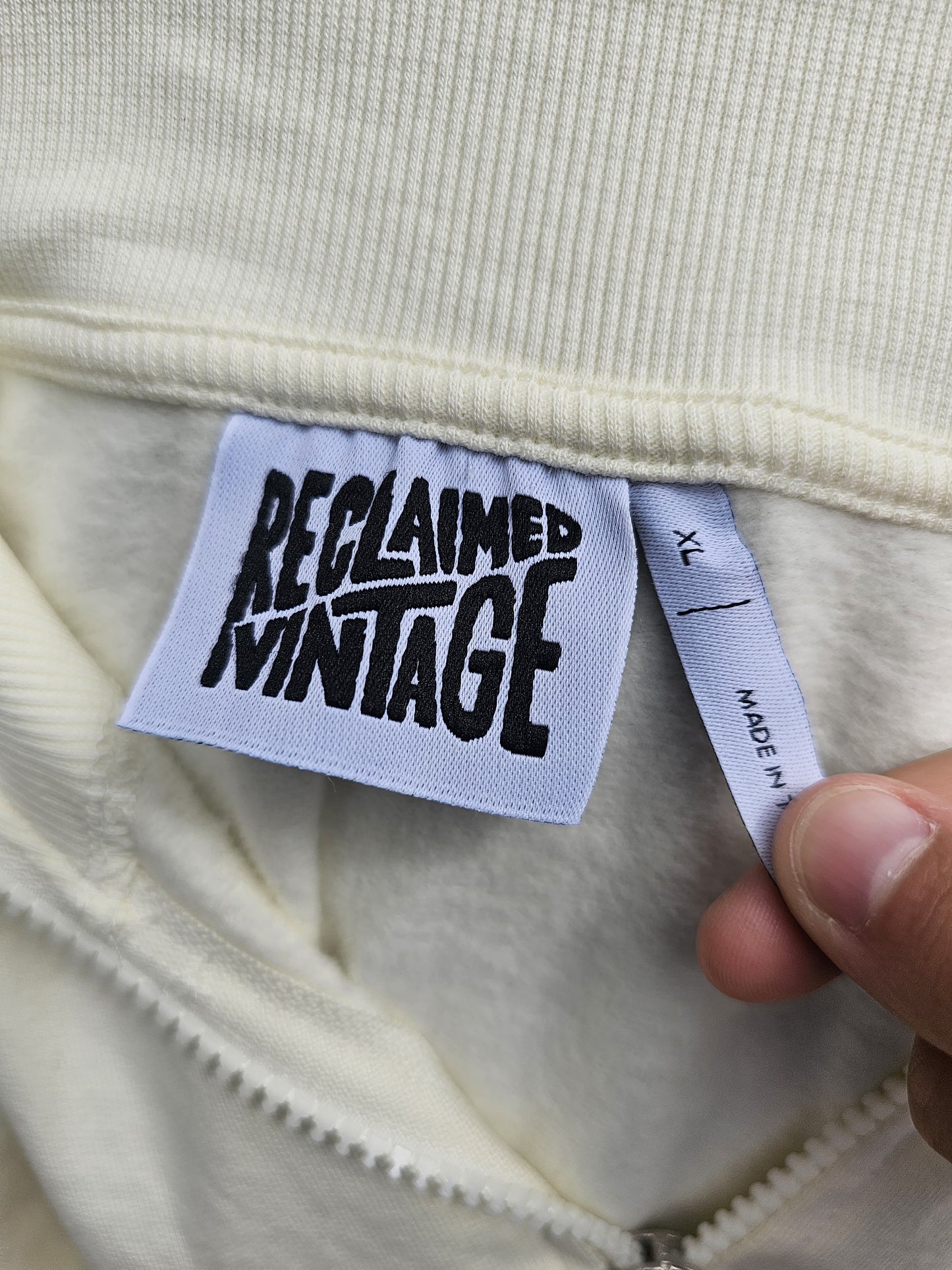 Reclaimed Vintage Cream Pullover 1/4 Zip Jumper - XL/Extra Large