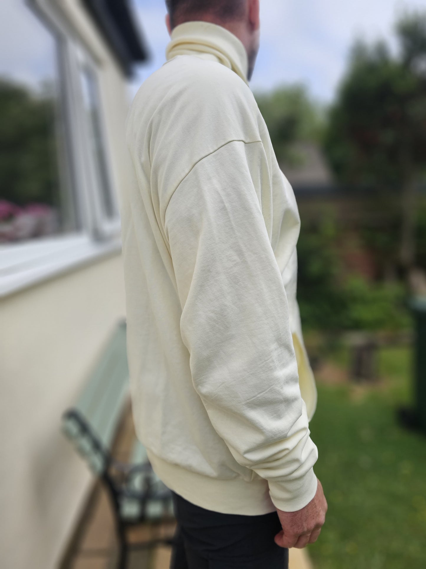 Reclaimed Vintage Cream Pullover 1/4 Zip Jumper - XL/Extra Large