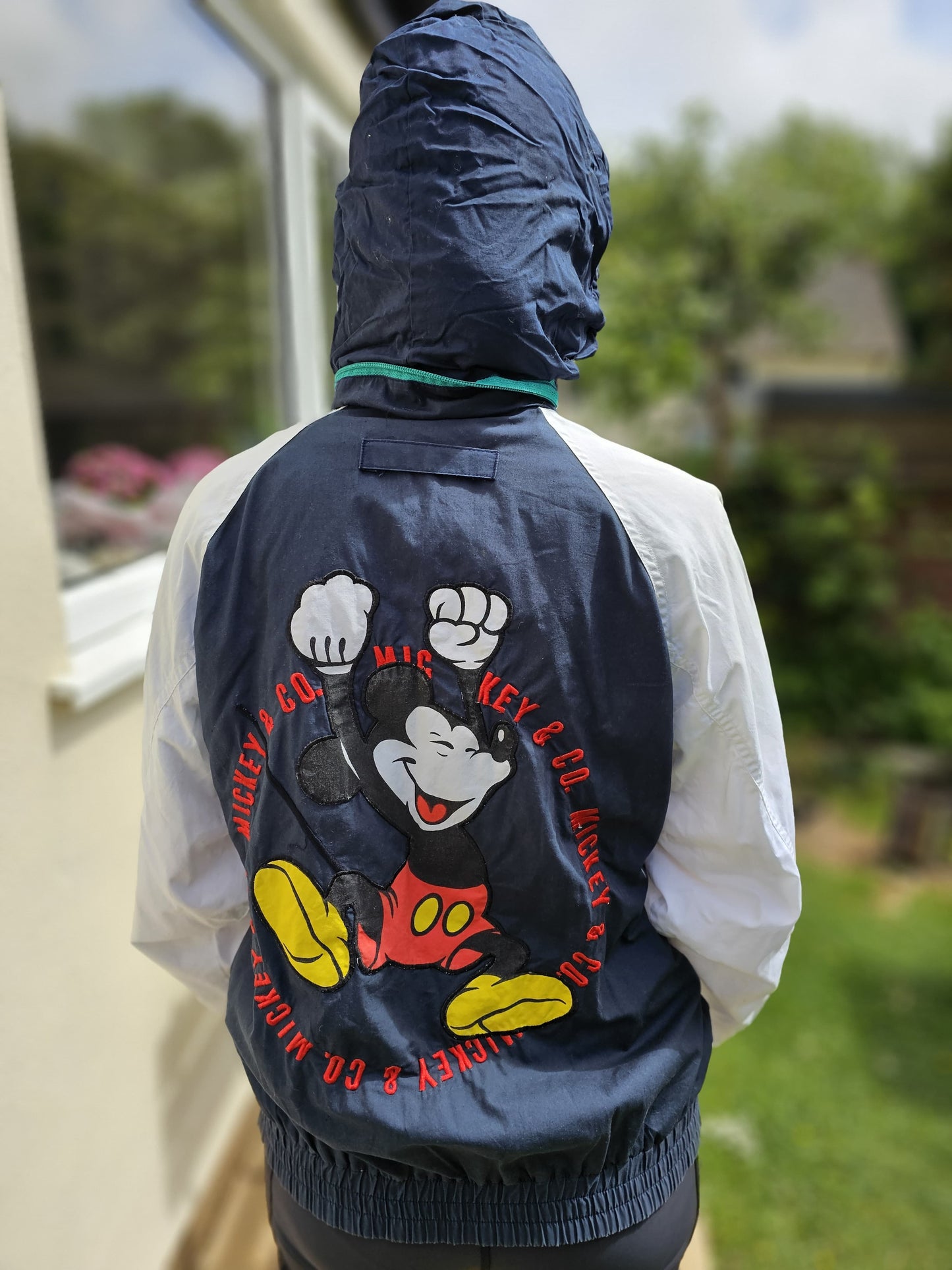 Rare Vintage Full Zip Mickey Mouse Disney Hooded Windbreaker/Sailing Style Jacket 1980s/1990s - M/Medium