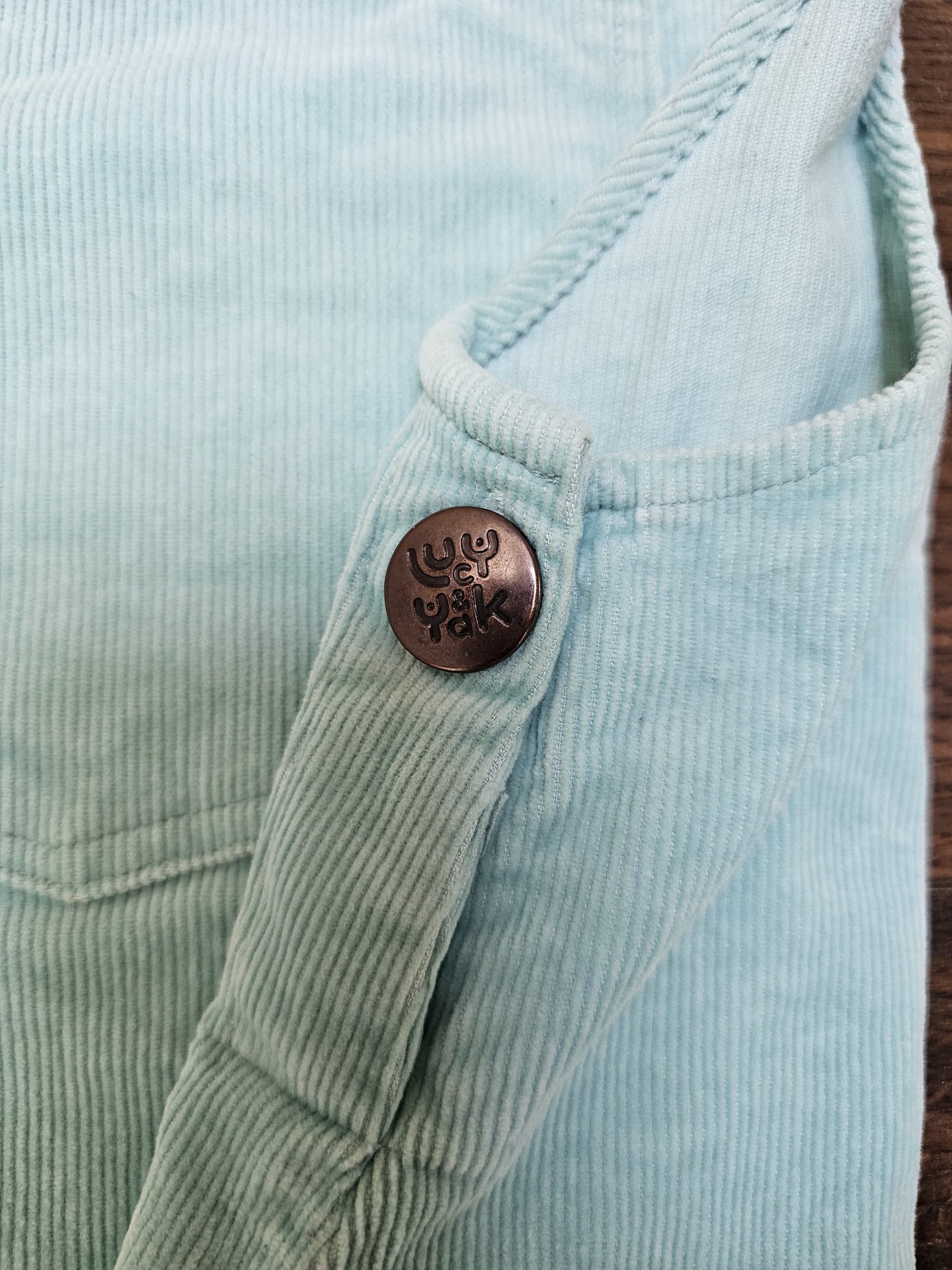 Lucy & Yak Turquoise Corduroy Pinafore Dungarees Style Dress - UK 12