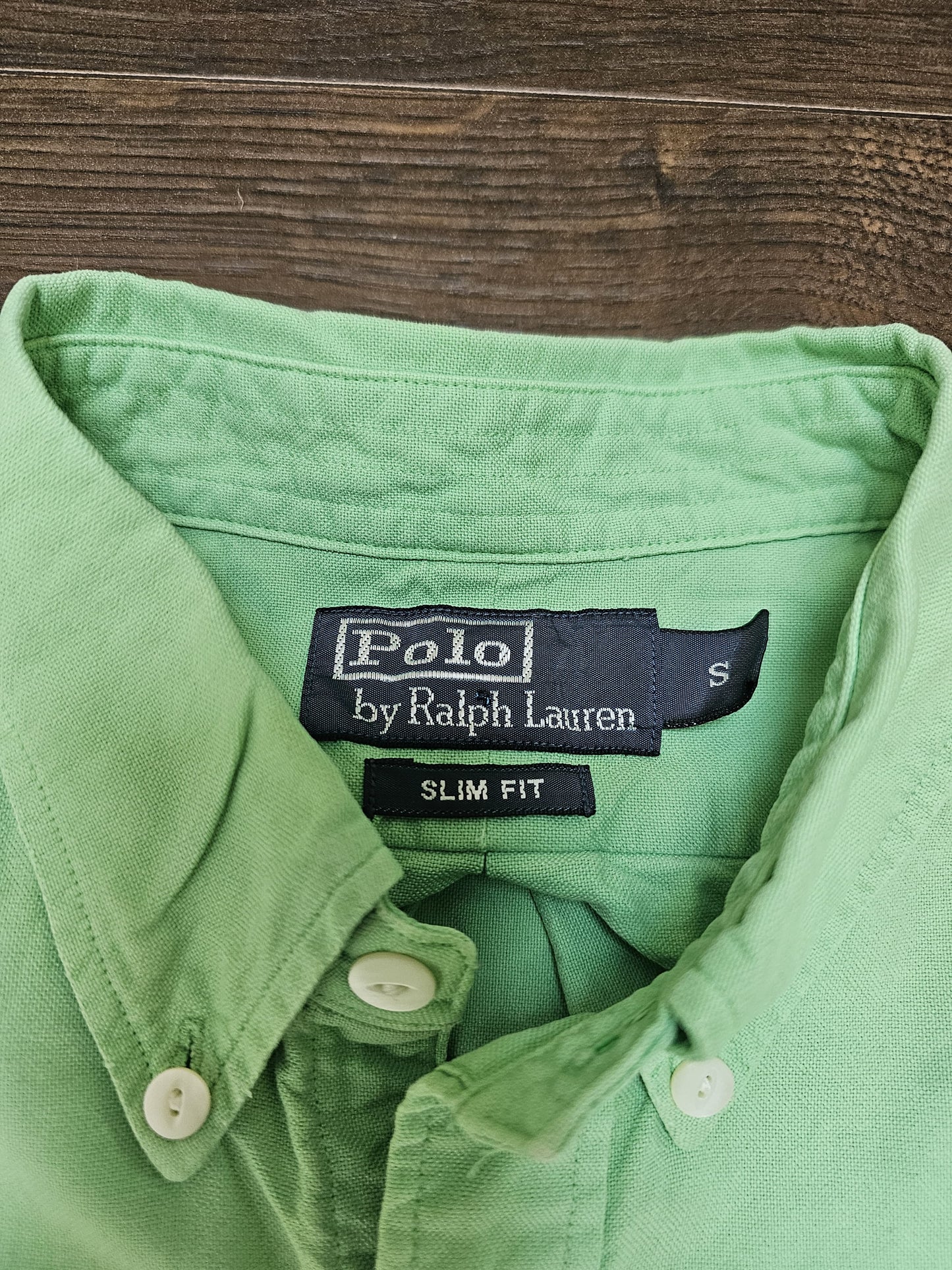 Mens Ralph Lauren Light Green Button Up Slim Fit Collared Shirt - S/Small